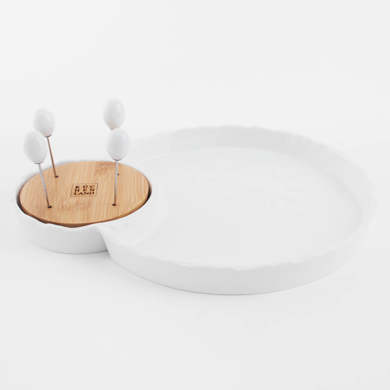 

Блюдо для закусок, 32х25 см, со шпажками, фарфор P/бамбук/сталь, Light kitchen