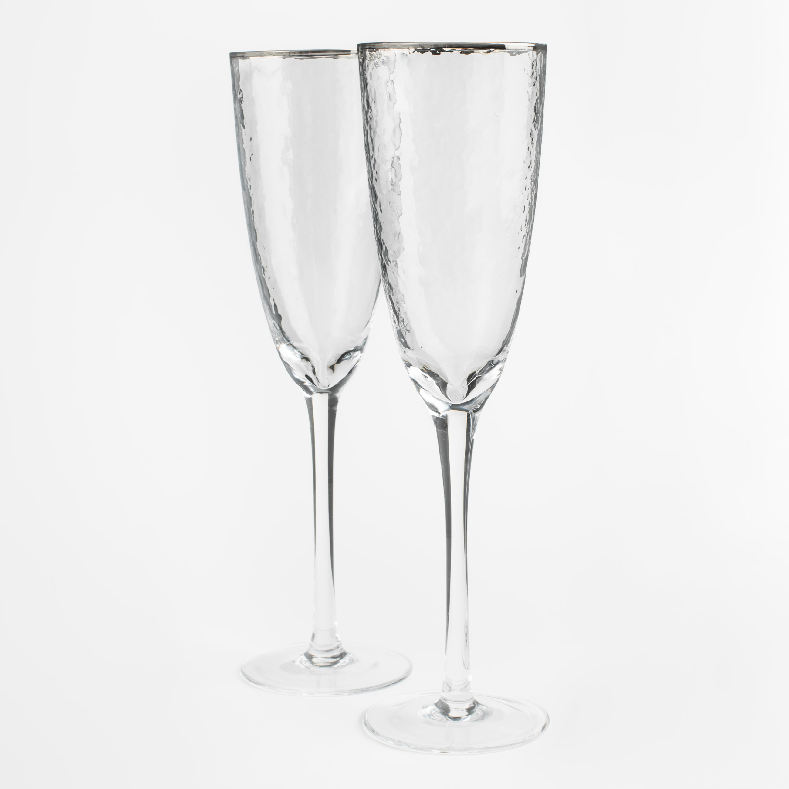 Бокал для шампанского, 275 мл, 2 шт, стекло, с серебристым кантом, Ripply silver изображение № 2