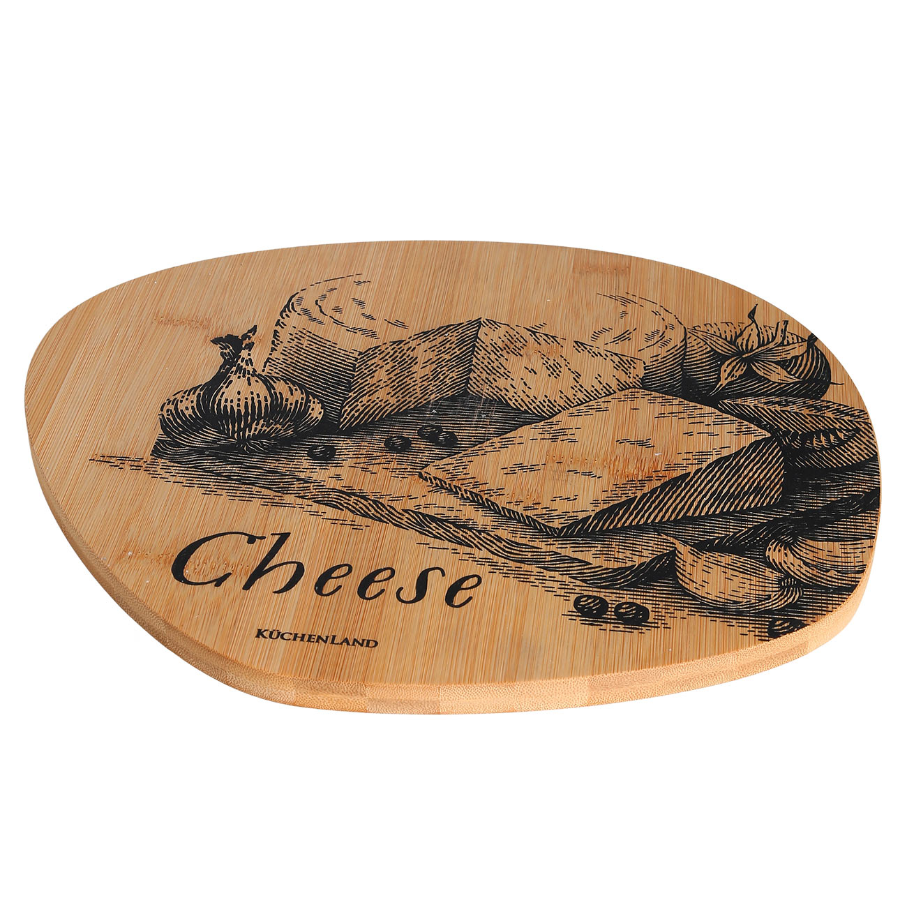 Доска разделочная, 30x26 см, бамбук, неровный круг, Cheese изображение № 2