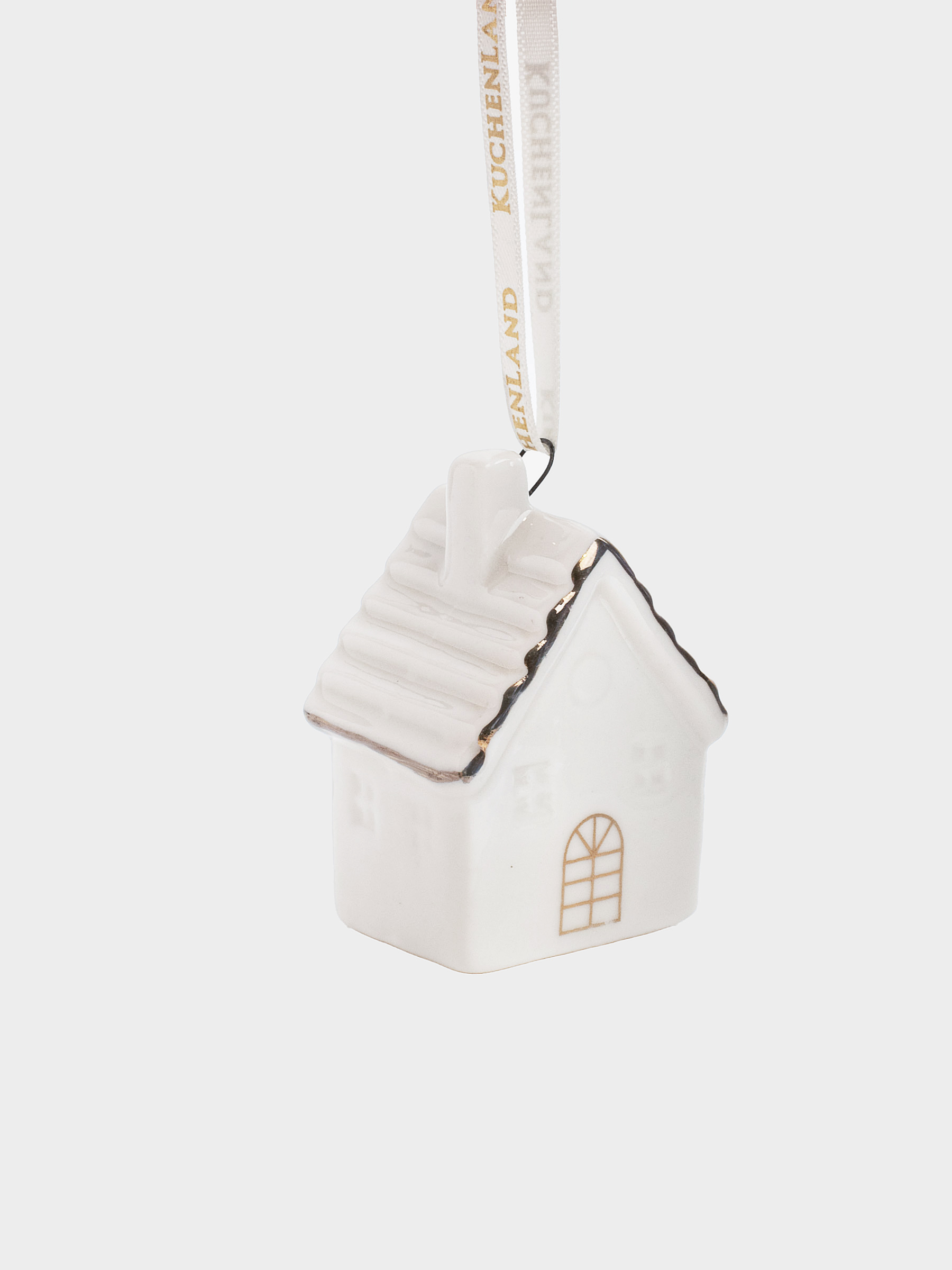 Игрушка елочная, 6 см, фарфор P, бело-золотистая, Дом, Figure christmas, image-2