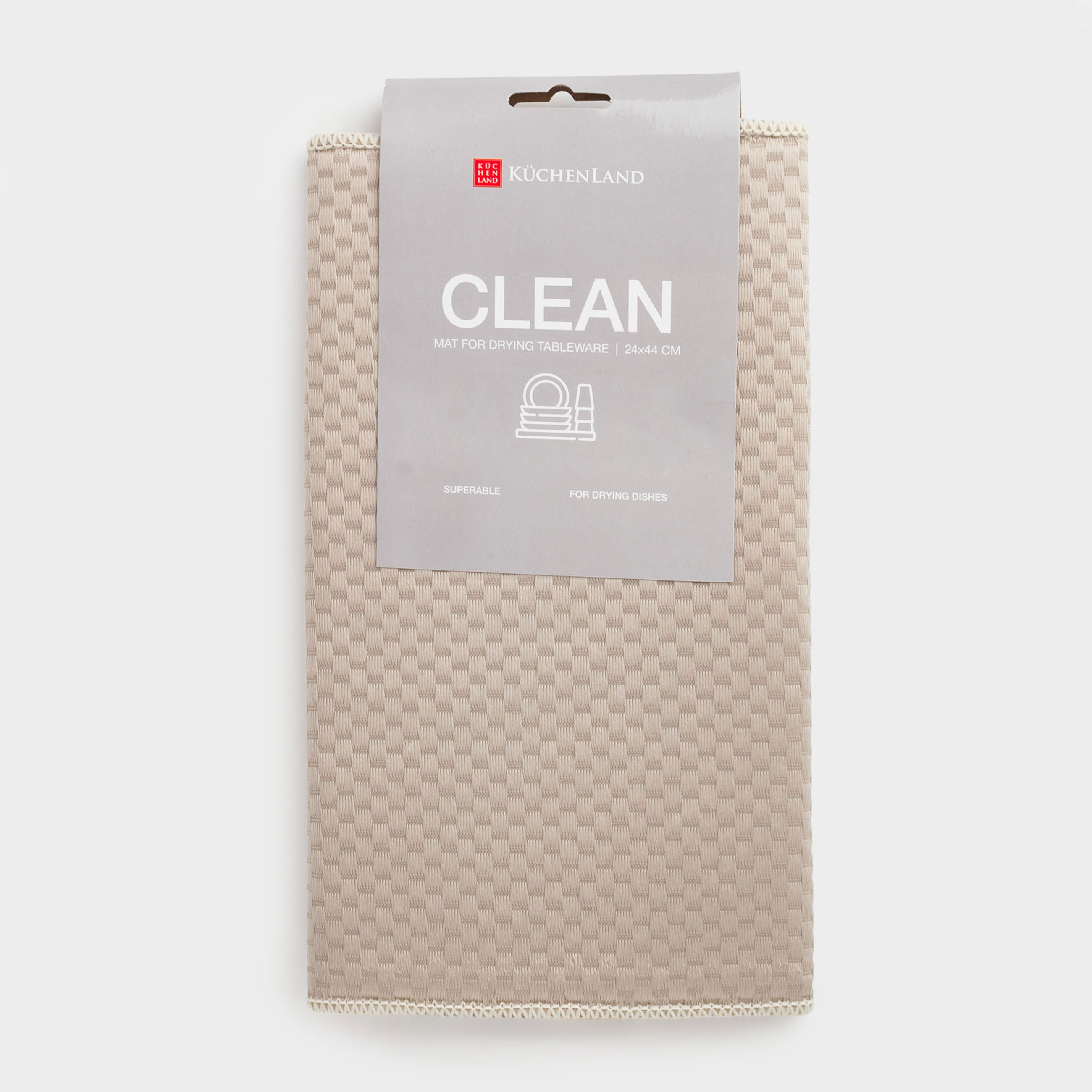 Коврик для сушки посуды 44x44 см микрофибра серо-бежевый Clean 449₽