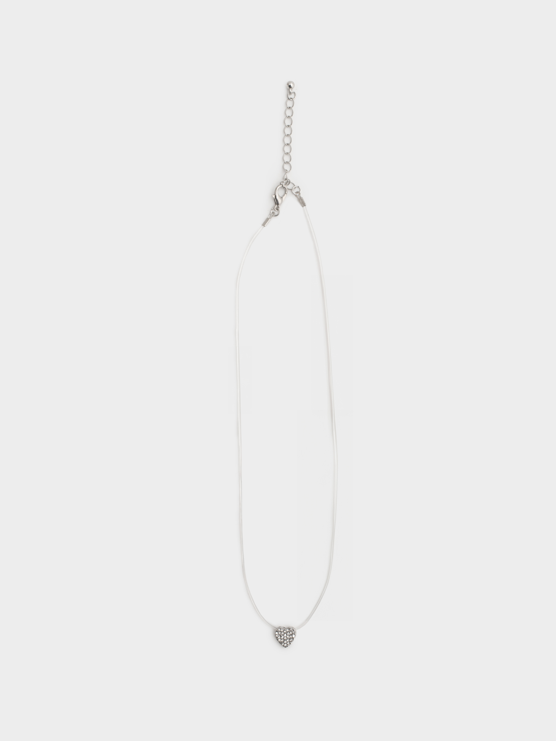 Цепочка, 40 см, с подвеской, металл/стразы, серебристая, Сердце, Jewelry heart, image-0