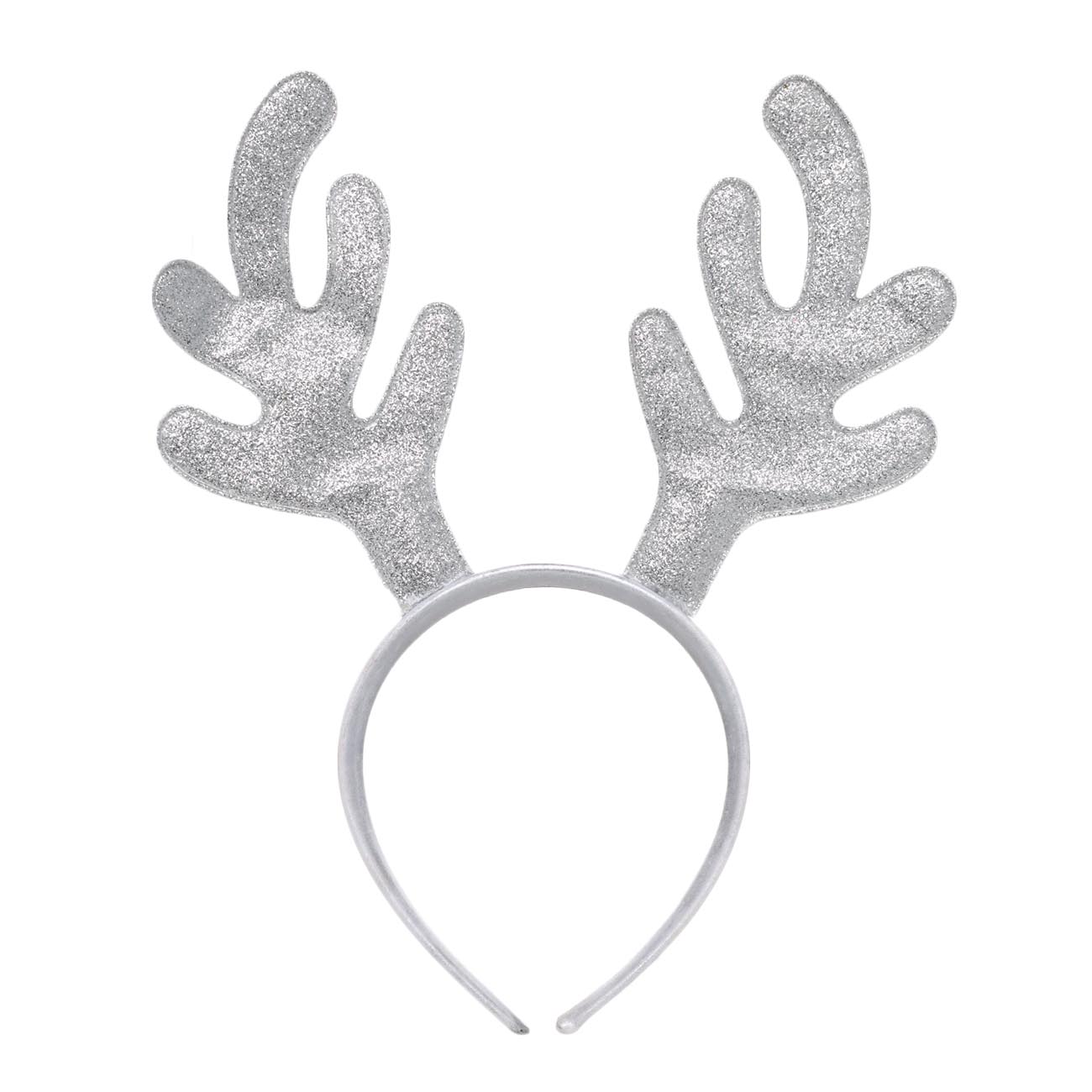 Ободок карнавальный, 12х14 см, полиэстер/пластик, серебристый, Рога оленя, Winter deer