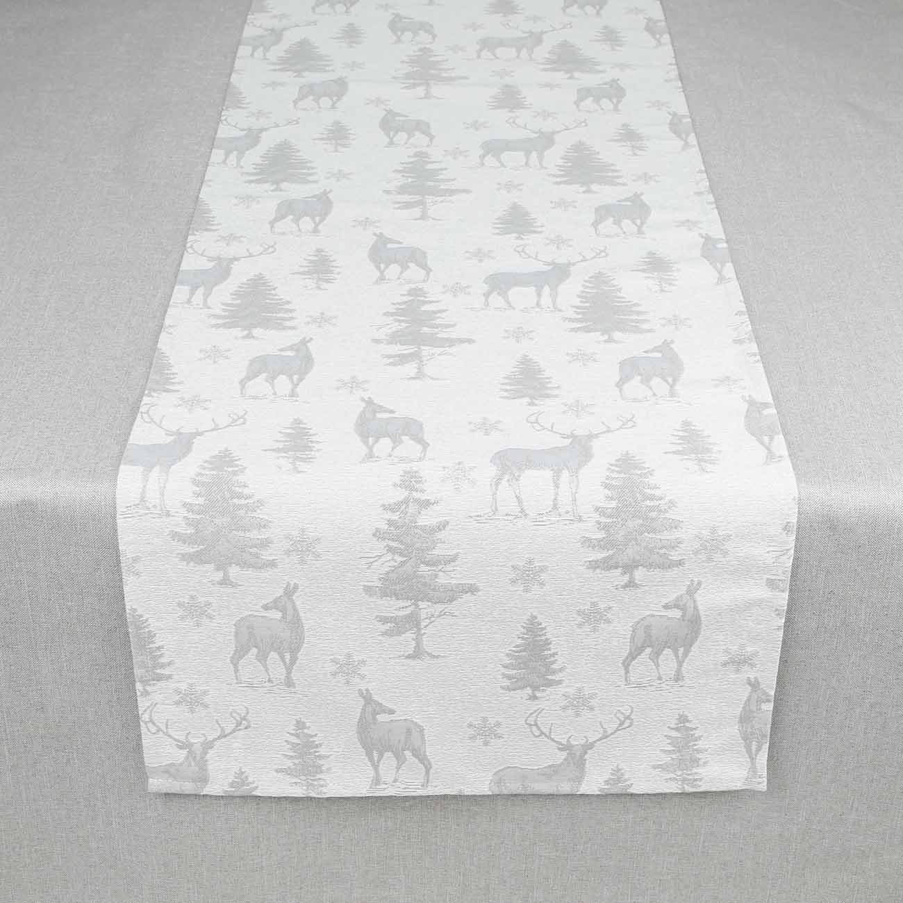 

Дорожка настольная, 40х160 см, жаккард, полиэстер, серая, Олени, Winter deer