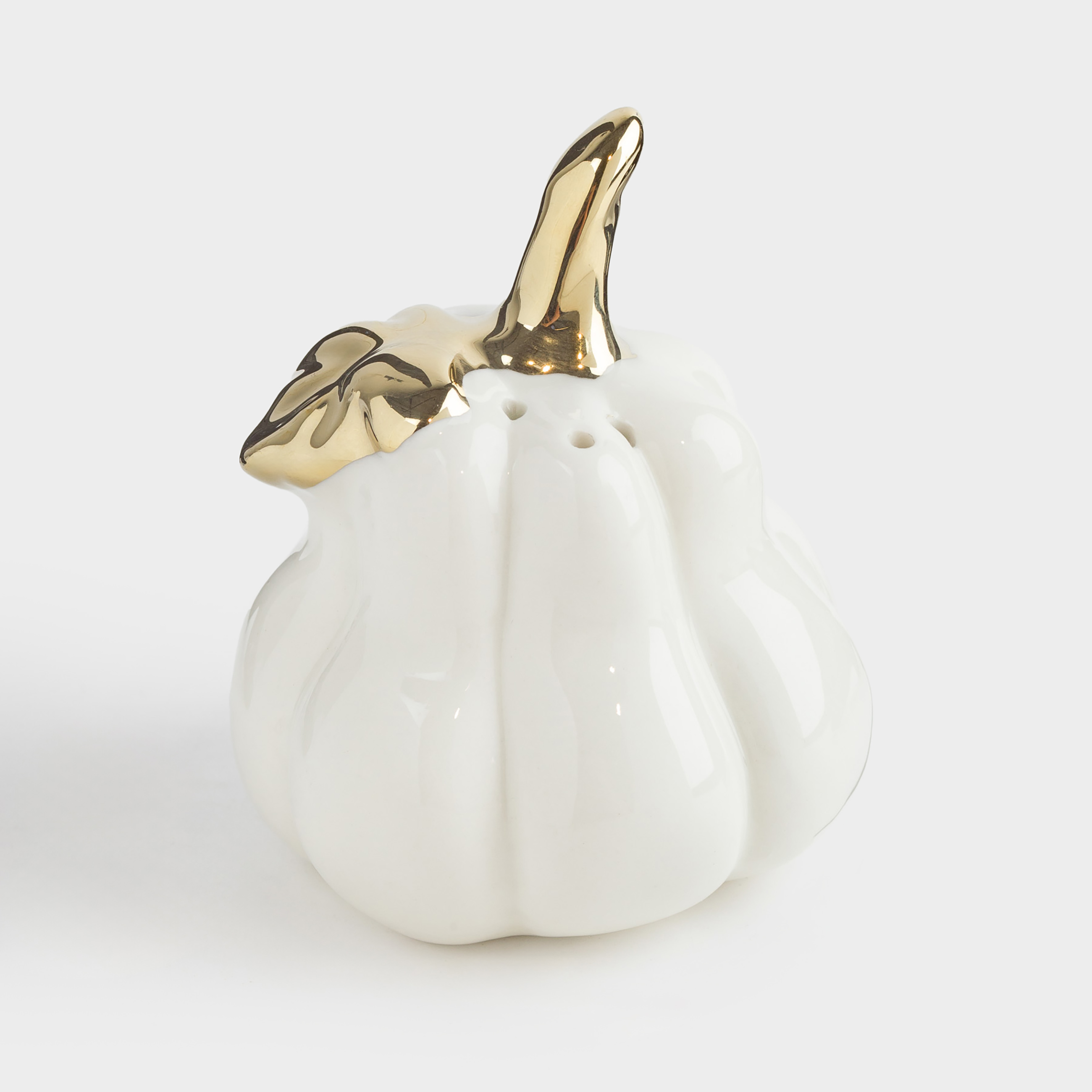 Емкость для соли или перца 9 см фарфор P молочно-золотистая Тыква с листом Golden glow 493₽