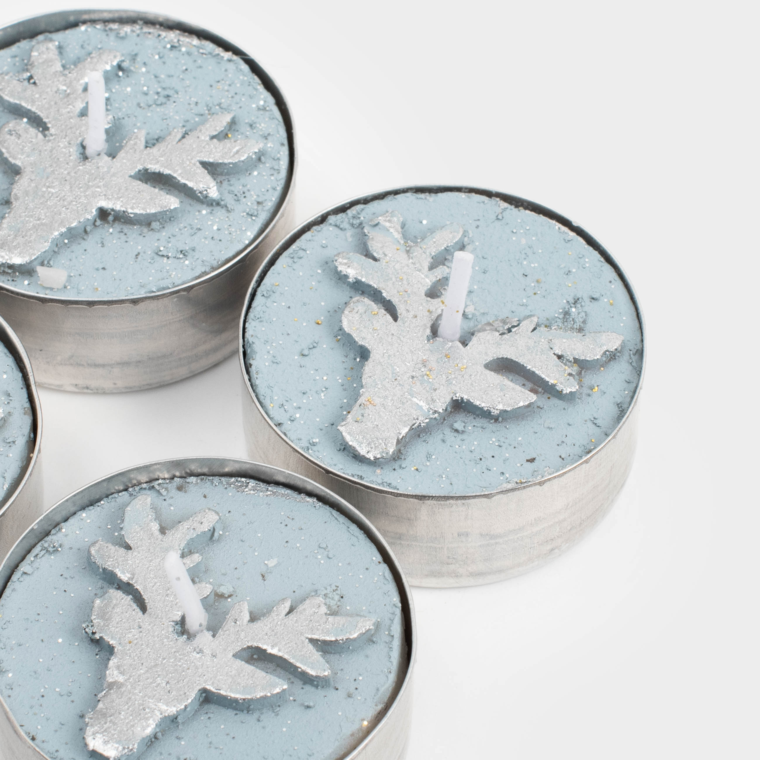 Свеча чайная, 4 см, 4 шт, голубая, Олень, Deer candle, image-3