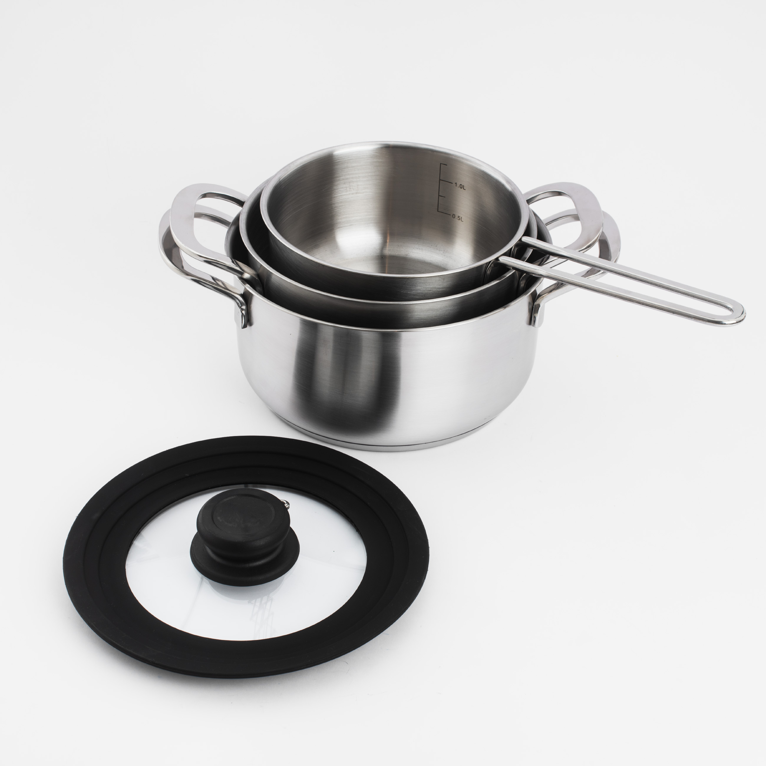 Набор посуды, 3 пр, с универсальной крышкой, сталь, Versatile изображение № 2