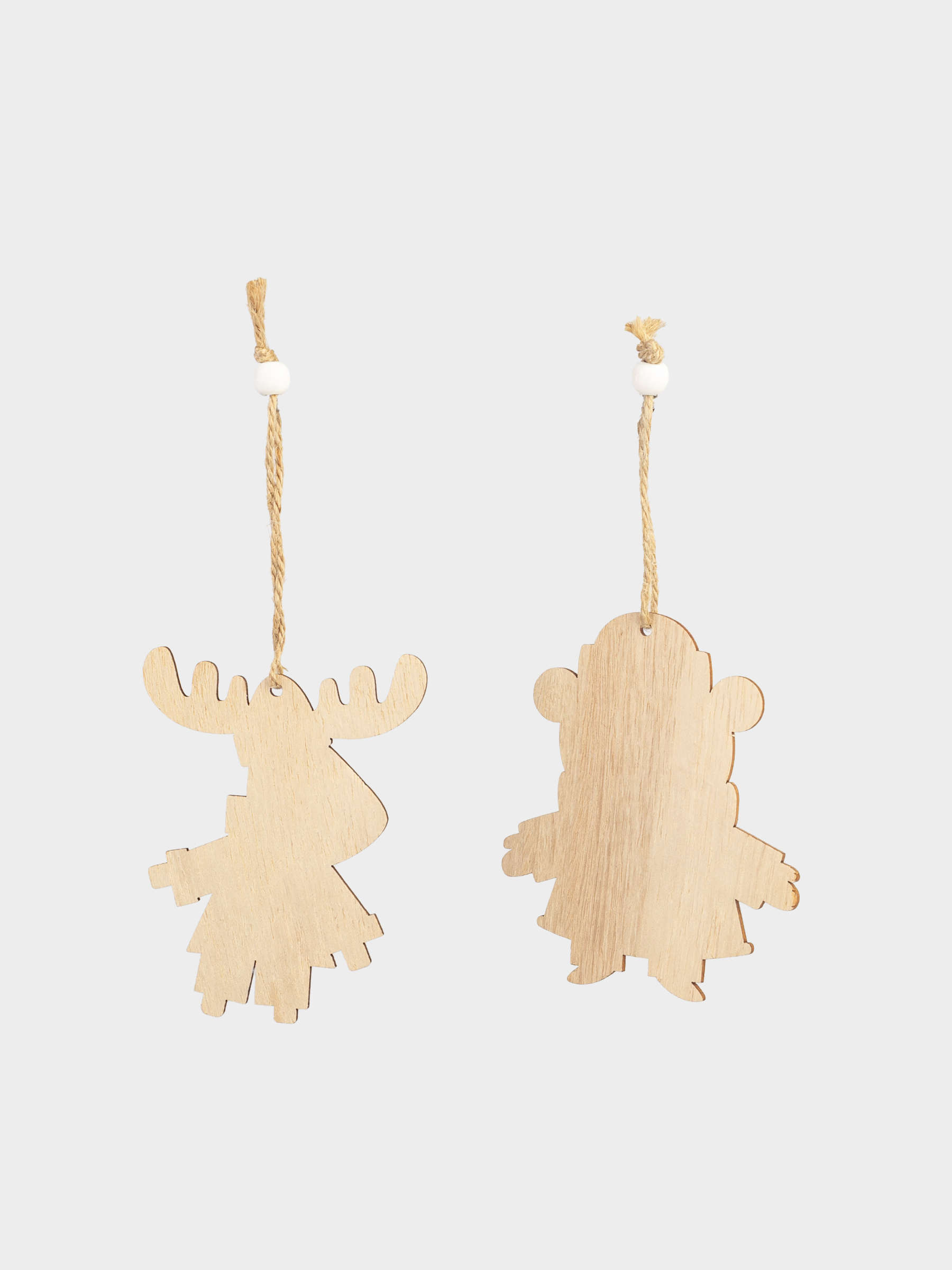 Набор елочных игрушек, 11 см, 2 шт, дерево/полиэстер, Мишка и олень, Figure wood, image-1