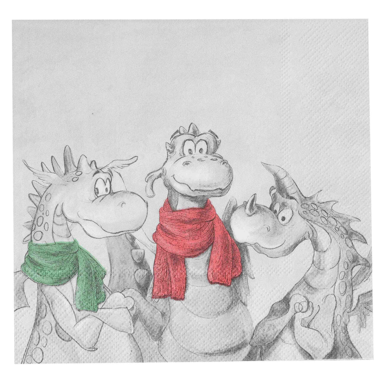 

Салфетки бумажные, 33х33 см, 20 шт, квадратные, белые, Три дракона, Dragon trio