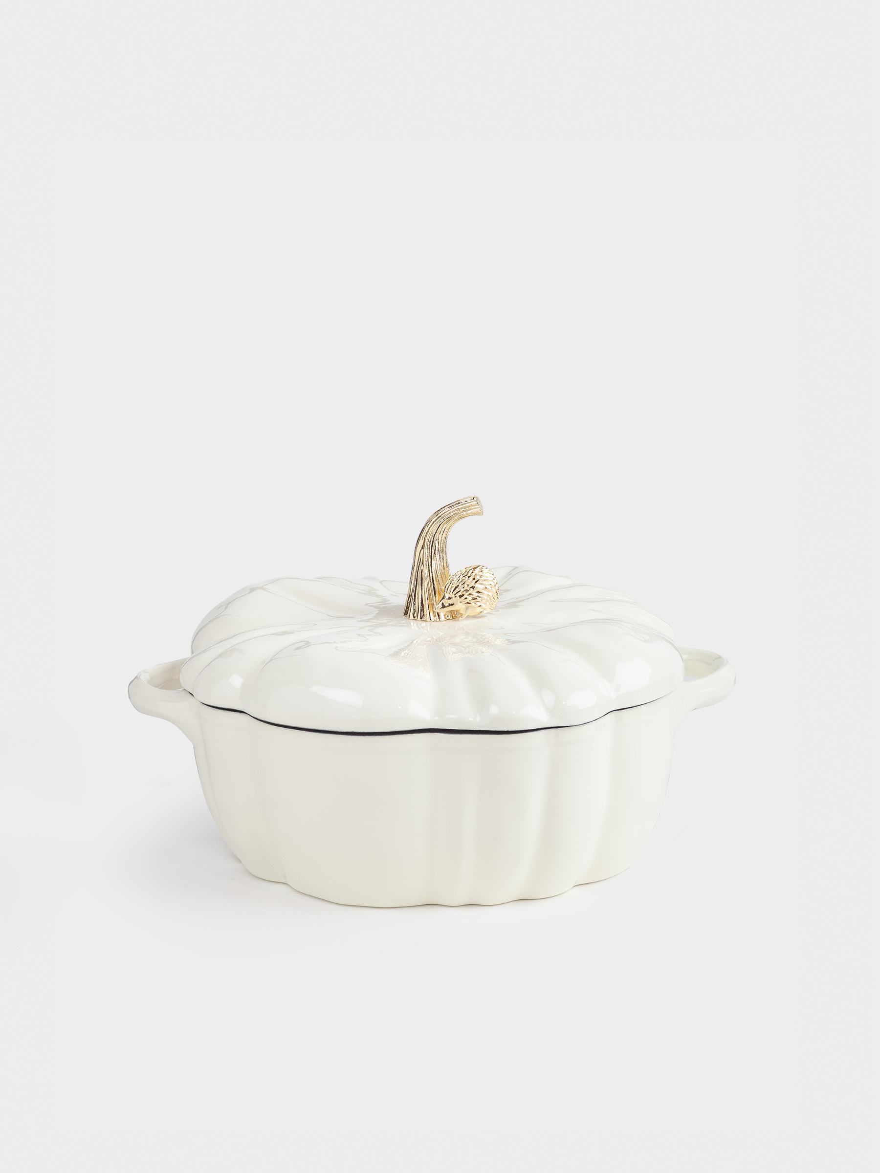 Казан, 25 см, 3,3 л, с крышкой, чугун, молочный, Тыква, Gourd, image-0
