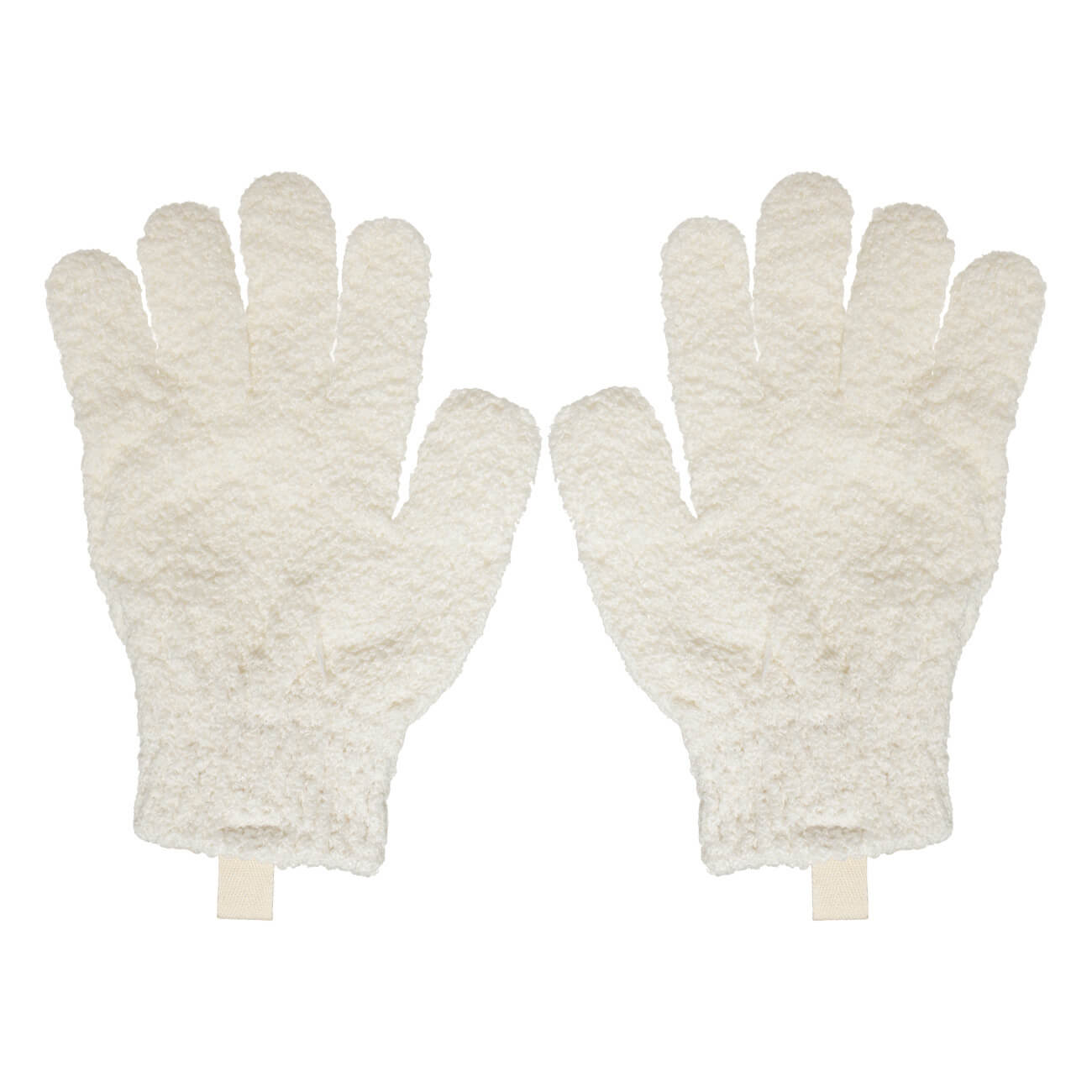 Перчатка для мытья тела, 21 см, 2 шт, отшелушивающая, полиэстер, молочная, Unique spa мочалка перчатка полосатик