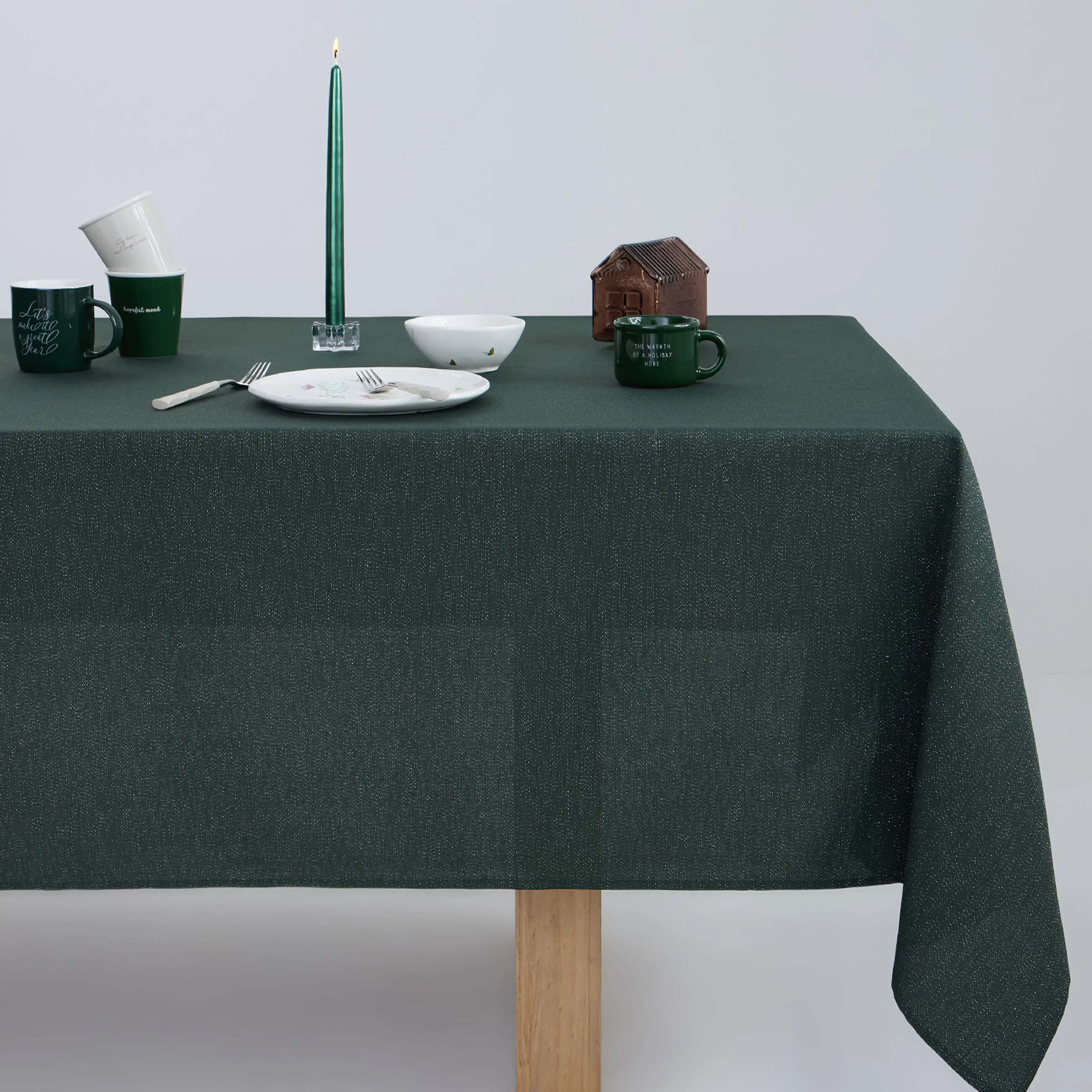 Скатерть, 160х160 см, полиэстер, темно-зеленая, Green speckled