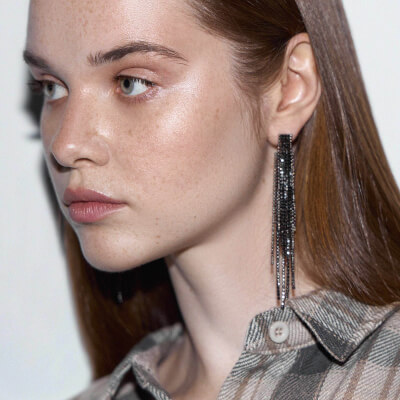 Серьги-пусеты, 10 см, 2 шт, металл, черные, Цепи, Jewelry black ,image-0