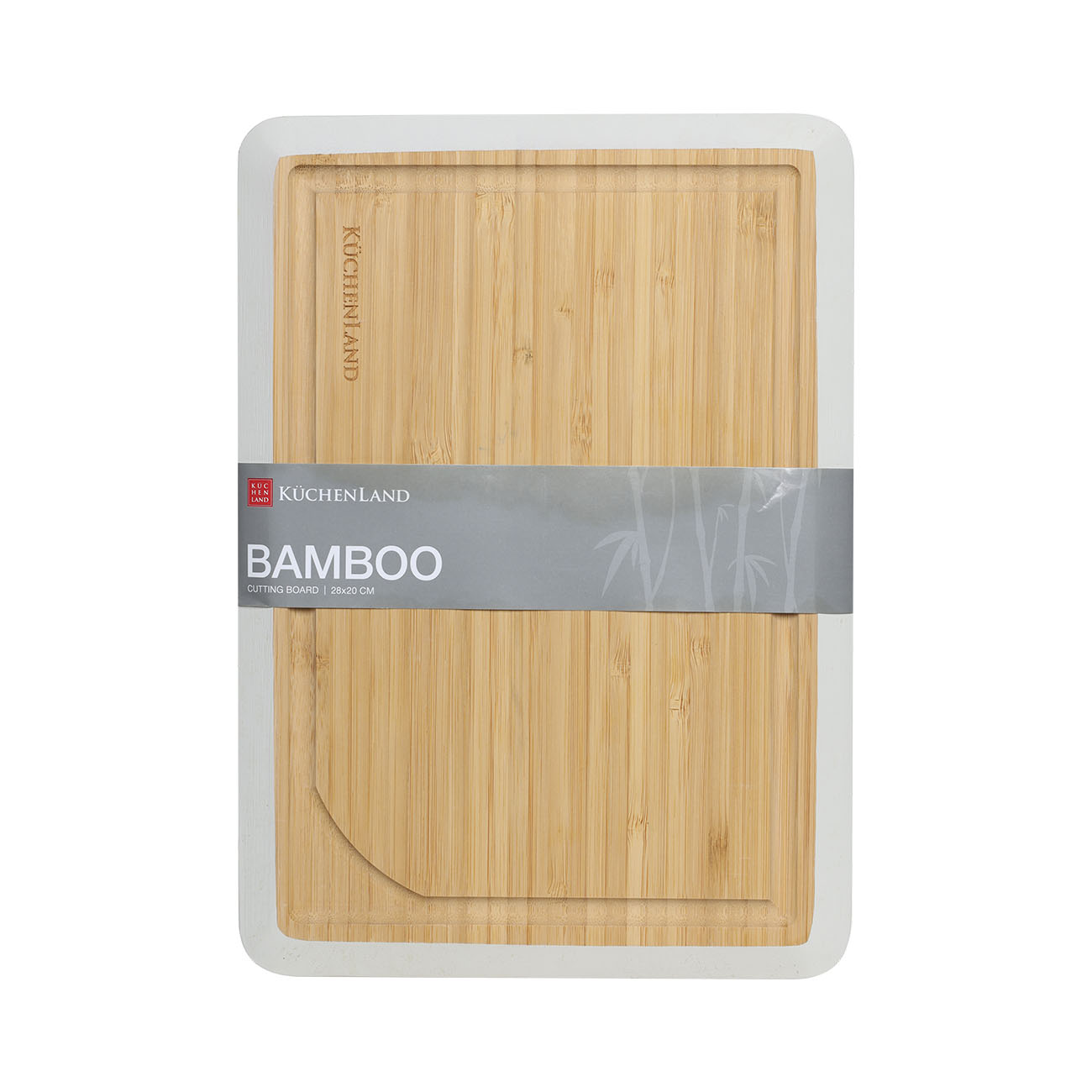 Доска разделочная, 28х20 см, бамбук, прямоугольная, серый кант, Bamboo
