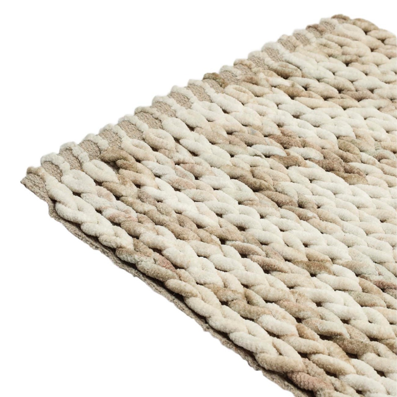 Коврик, 50х80 см, противоскользящий, шенилл/хлопок, бежево-коричневый, Косичка, Cosy, image-1
