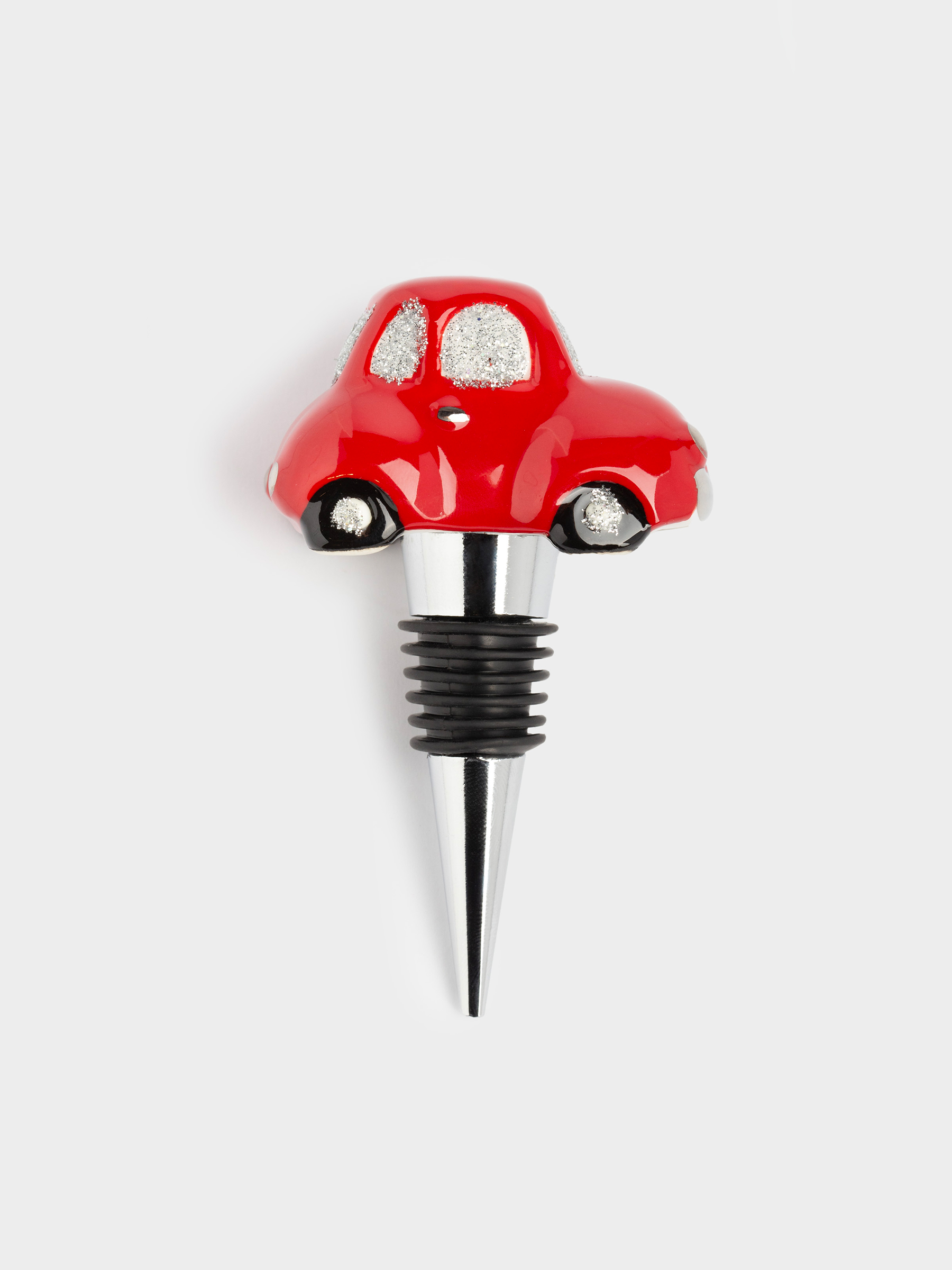 Пробка для винной бутылки, 10 см, металл/фарфор P, Красная машинка, Red car, image-1