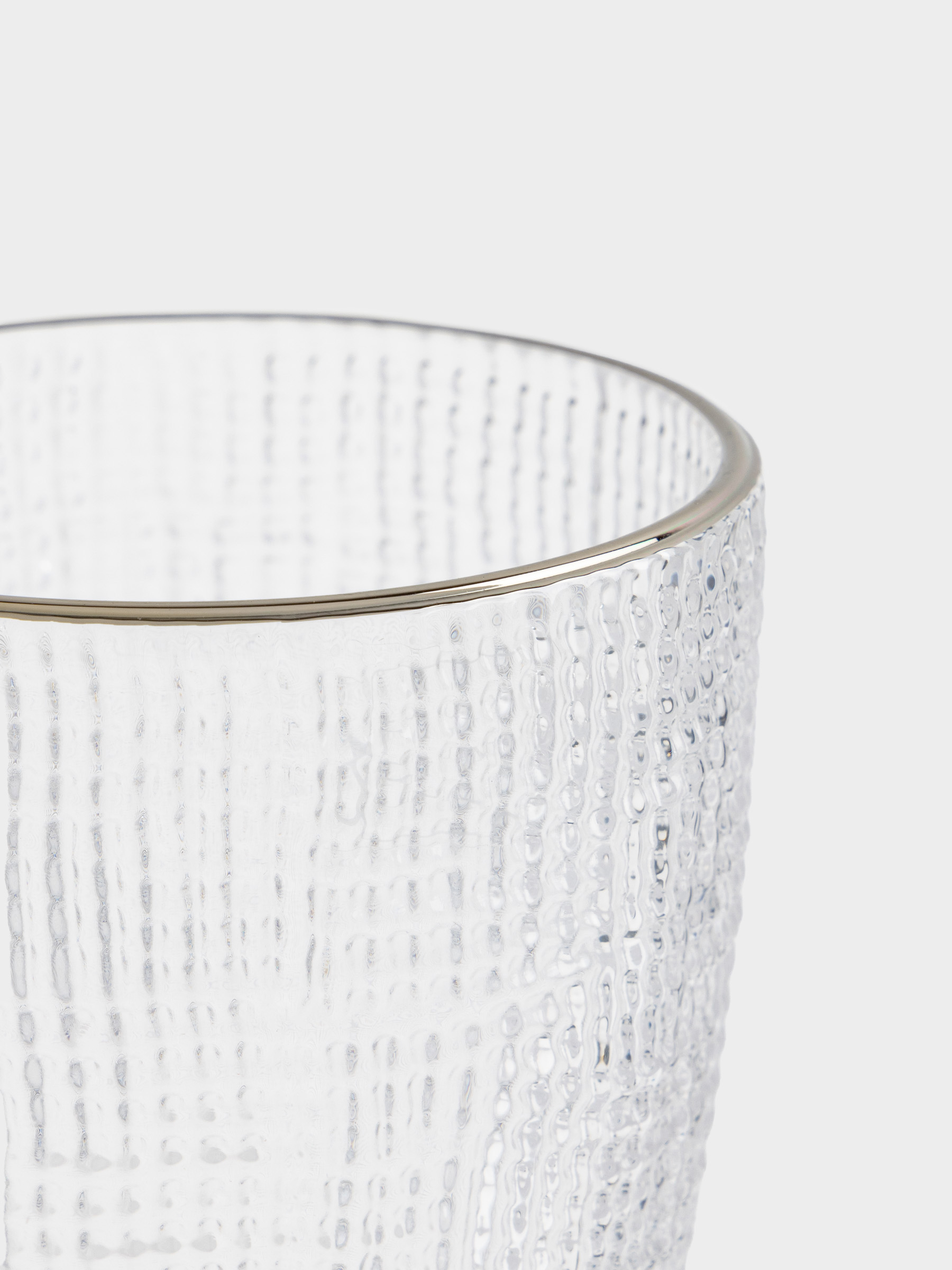 Стакан, 10 см, 320 мл, стекло Р, с серебристым кантом, Grain silver, image-2