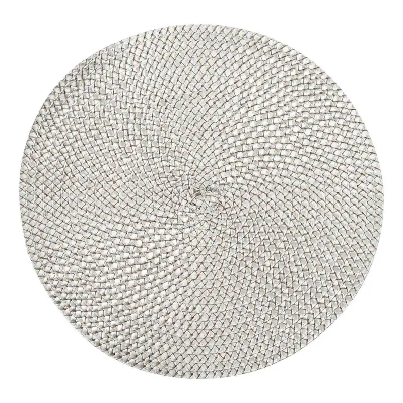 Салфетка под приборы, 38 см, полипропилен/ПЭТ, круглая, серебристая, Circle braid