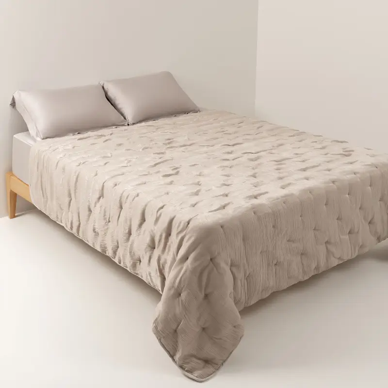 Покрывало, 220х240 см, вельвет, песочное, Stitch velvet
