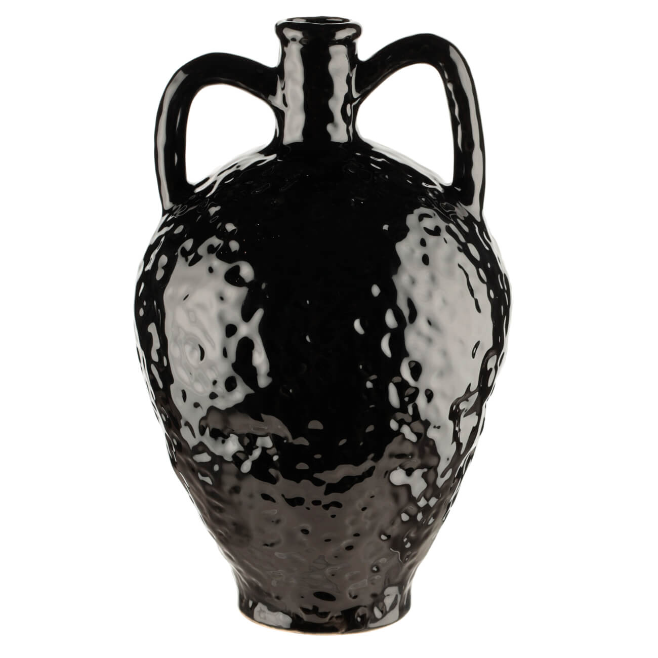 ваза одуванчик гжель фарфор 10 см Ваза для цветов, 26 см, декоративная, с ручками, фарфор P, черная, Minimalism