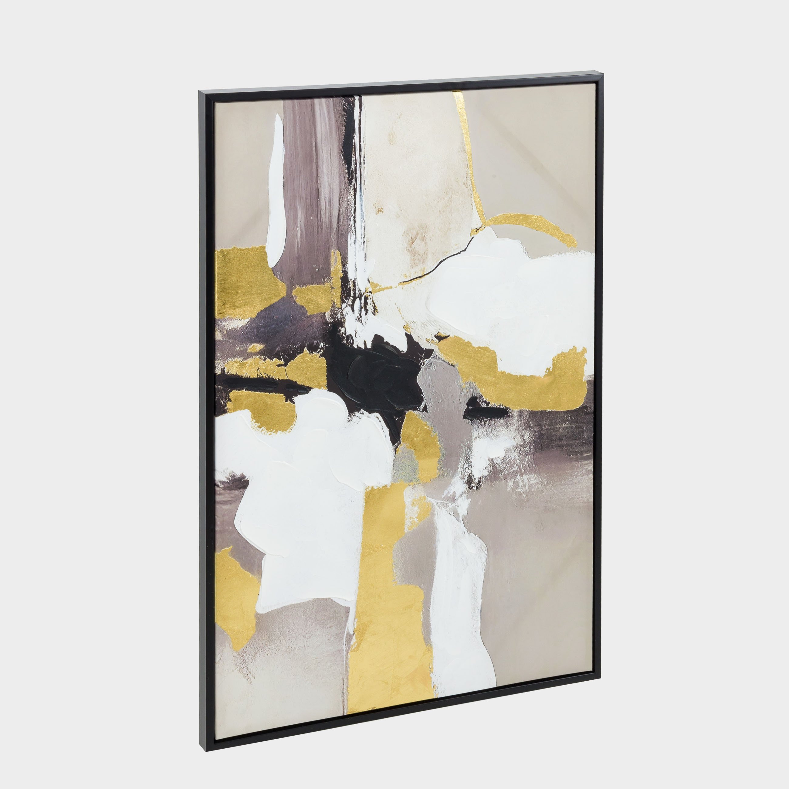 Картина в раме, 80х120 см, холст, золотисто-серая, Абстракция, Abstract