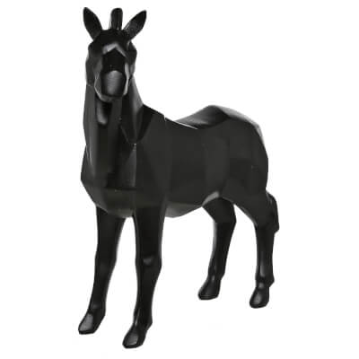 Статуэтка, 25х26 см, полирезин, черная, Лошадь, Art modern