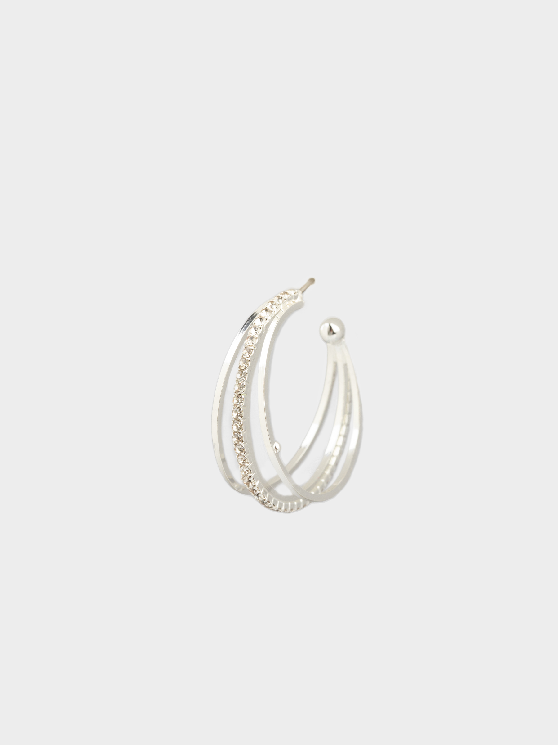 Серьги-пусеты, 3 см, 2 шт, металл/стразы, серебристые, Кристаллы, Jewelry crystal, image-2