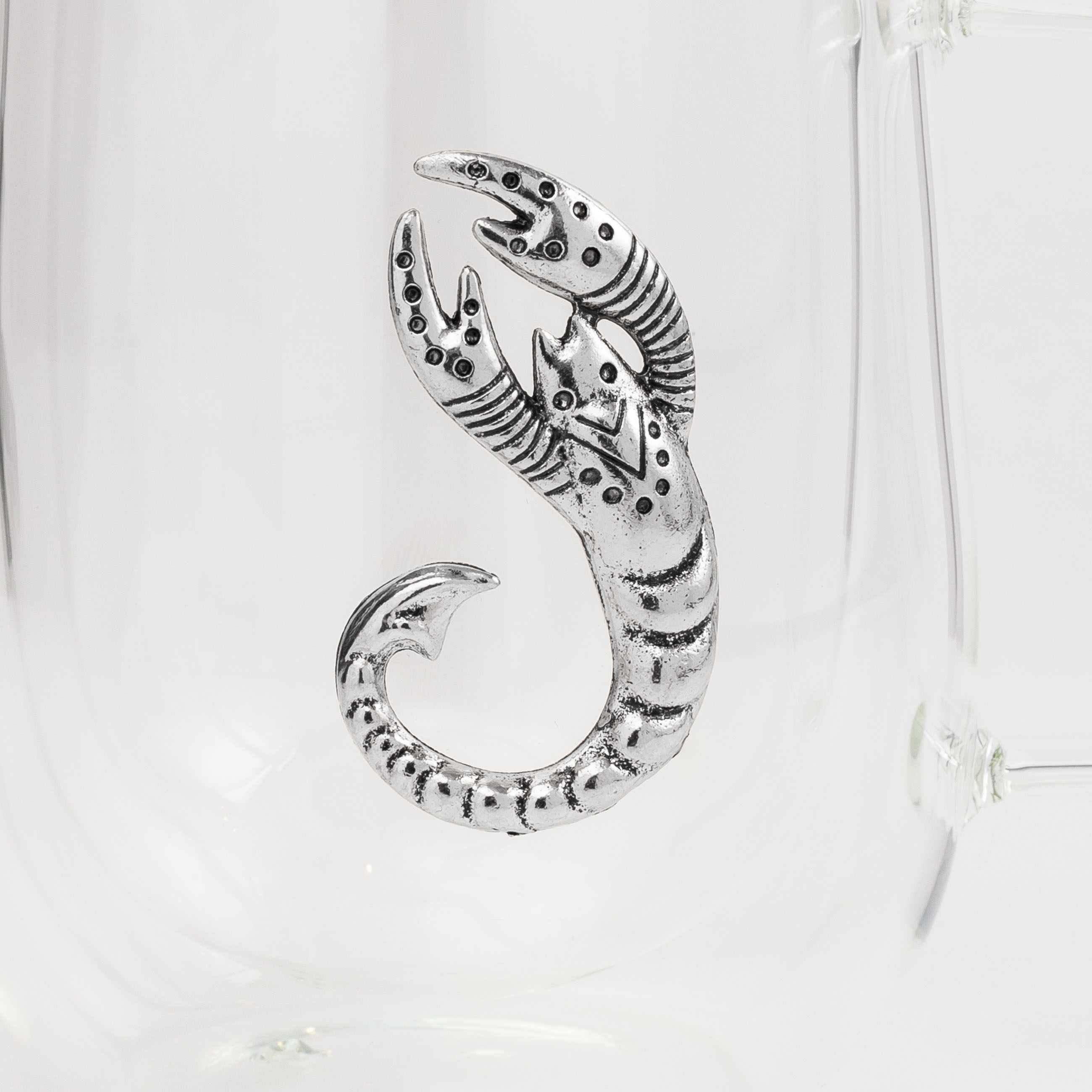 Кружка, 350 мл, стекло Б/металл, серебристая, Скорпион, Air-zodiac