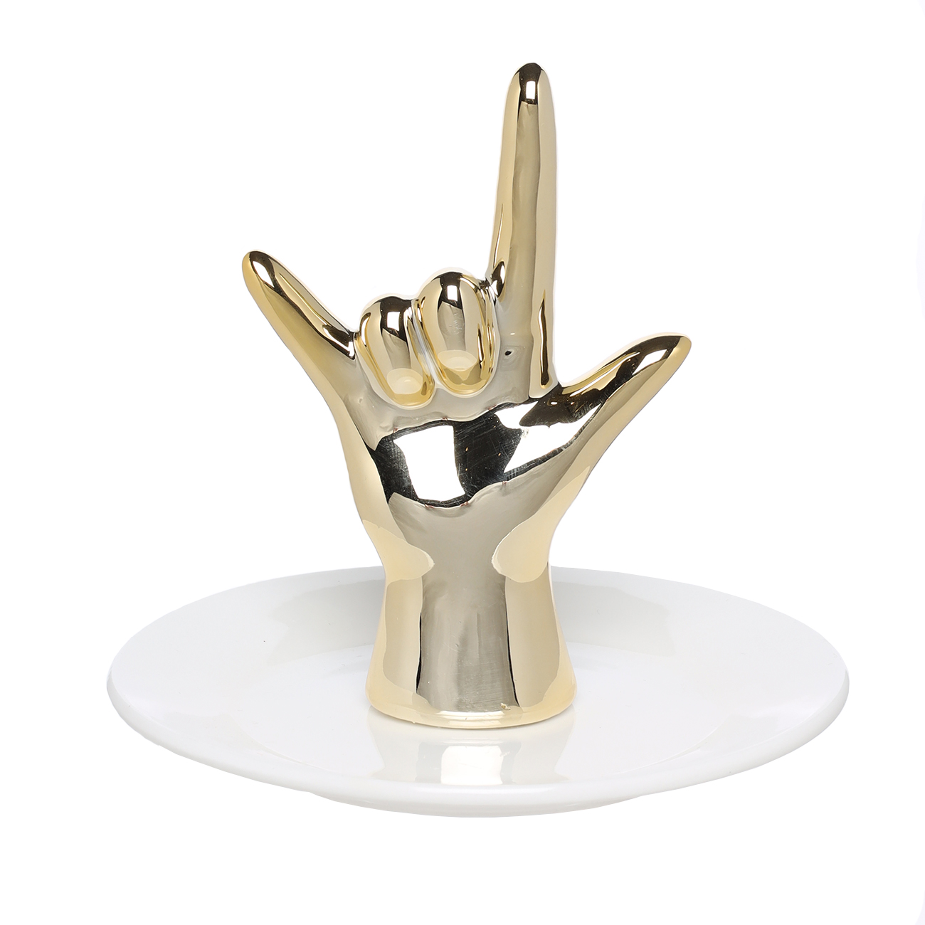 Держатель для украшений, 11 см, керамика/металл, бело-золотистый, Рука, Hand изображение № 2