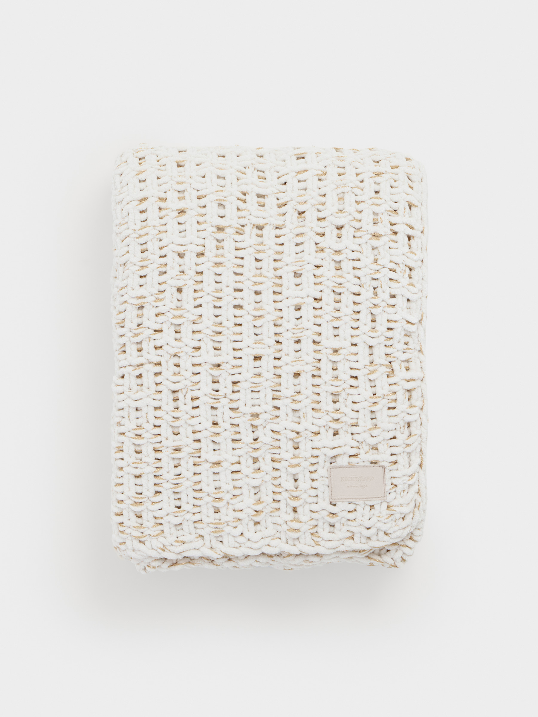 Плед, 127x152 см, вязаный, полиэстер, слоновая кость, Node