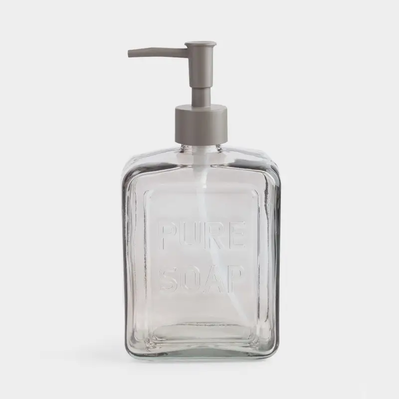 Диспенсер для жидкого мыла, 570 мл, стекло/пластик, серо-коричневый, Pure soap, Title color ,image-0