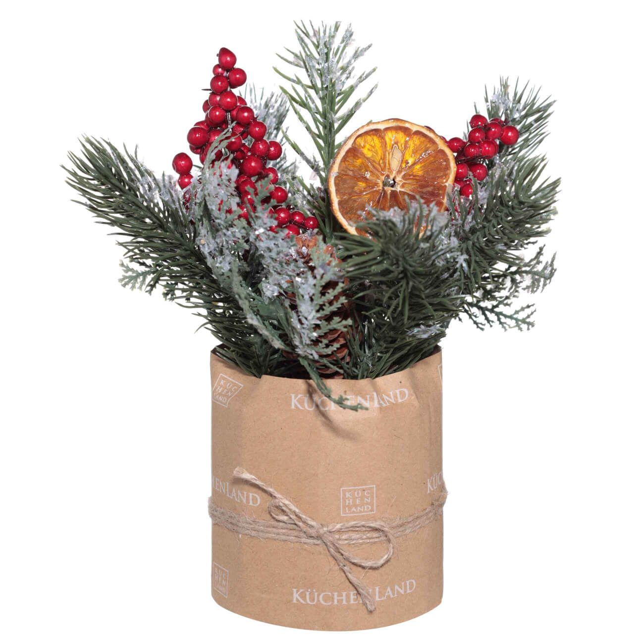 

Композиция декоративная, 25 см, в крафте, пластик, Апельсин с ягодами, Miracle decor