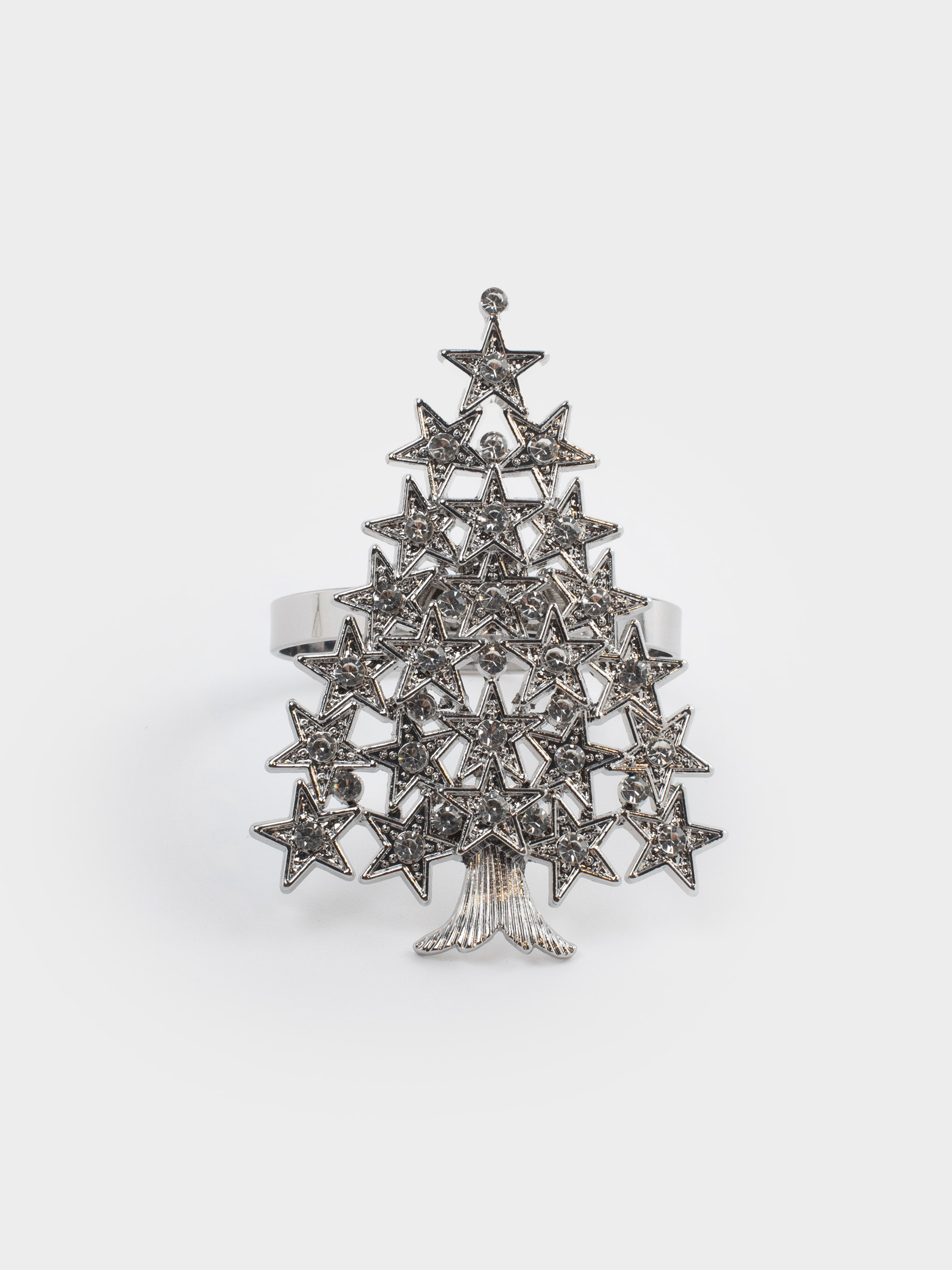 Кольцо для салфеток, 6 см, металл/стразы, серебристое, Ель, Spruce stars, image-1