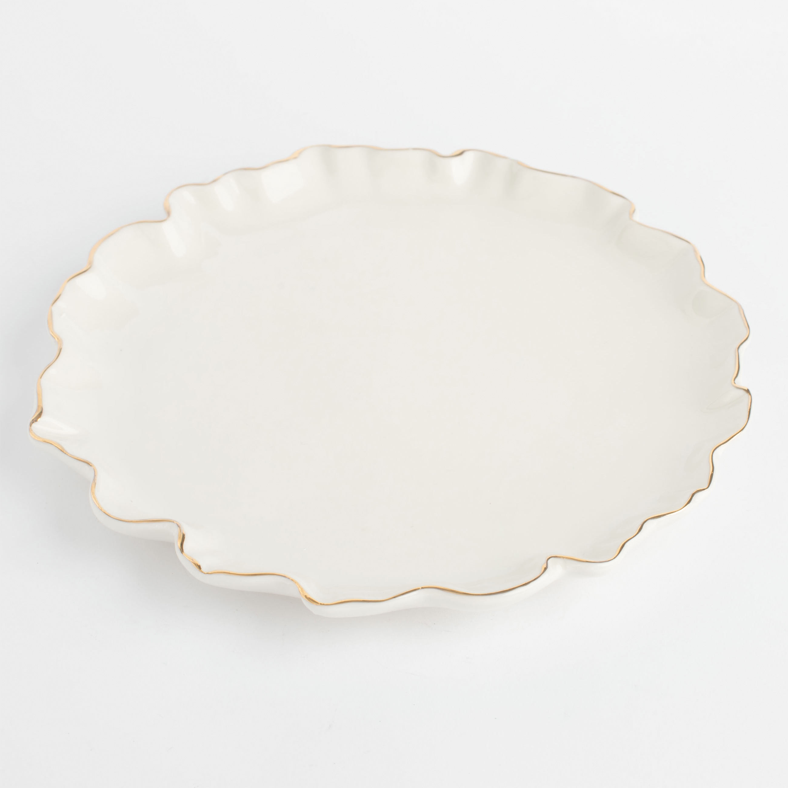 Тарелка десертная, 20 см, фарфор Р, с золотистым кантом, Мятый эффект, Crumple gold изображение № 2