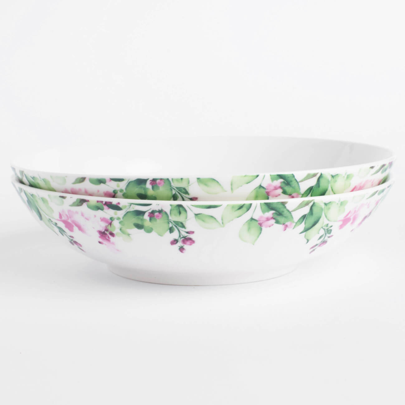 Тарелка суповая, 20х5 см, 2 шт, фарфор N, белый, Акварельные цветы, Senetti изображение № 1