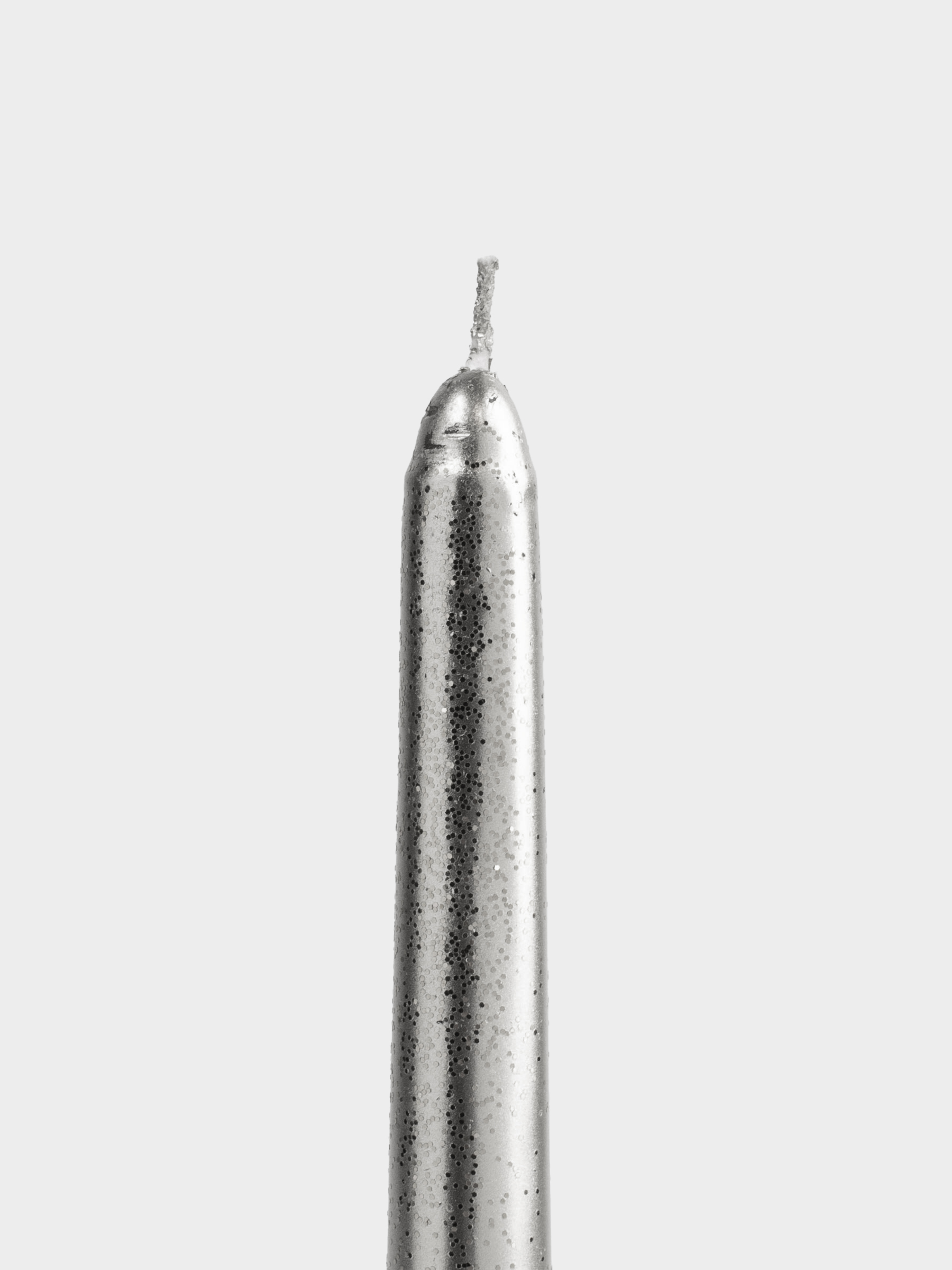 Свеча, 25 см, 2 шт, тонкая, с блестками, серебристая, Спираль, Spiral shape, image-1