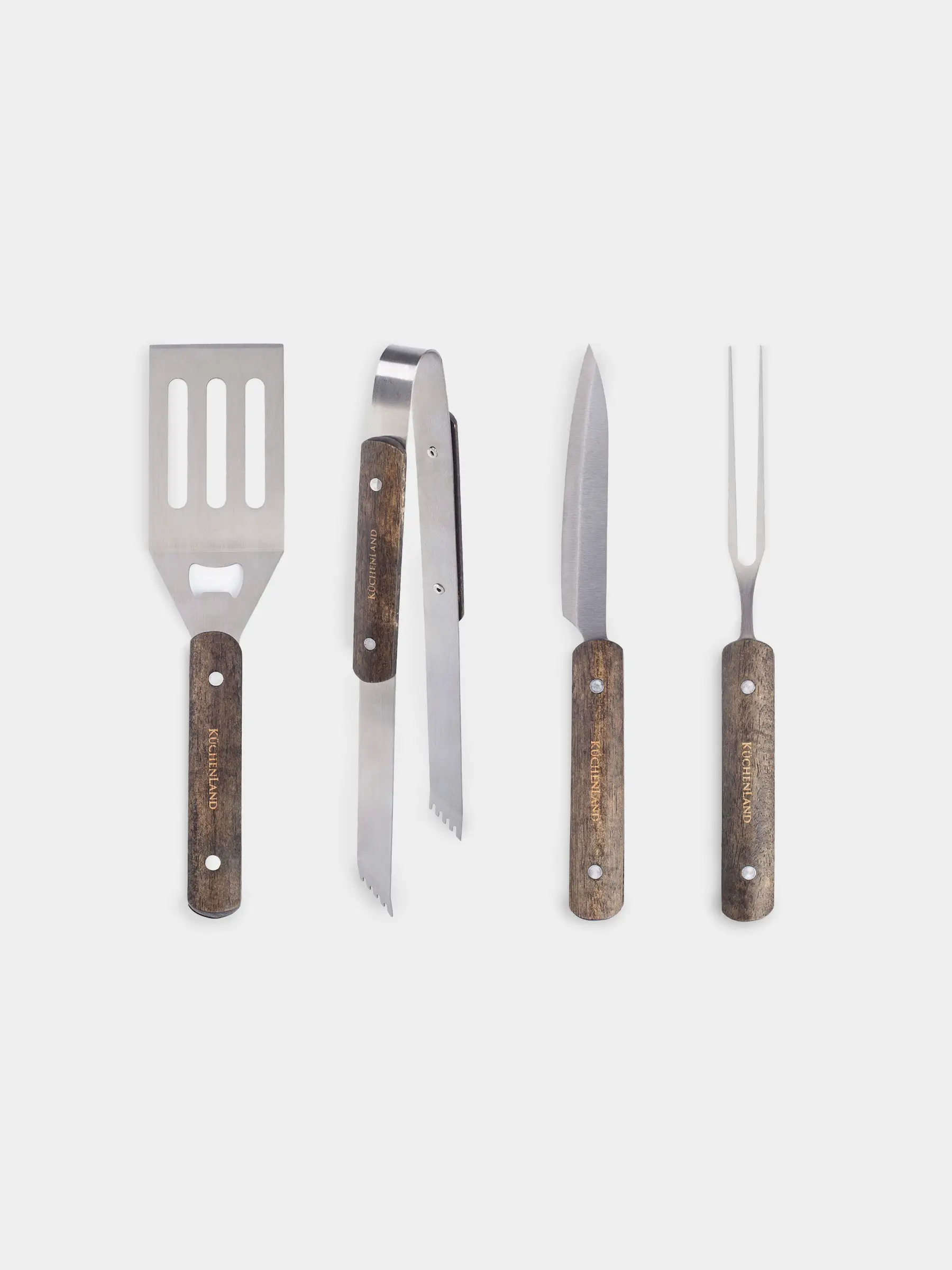 Набор для барбекю, 4 пр, в кожаном кейсе, сталь/дерево/экокожа, BBQ