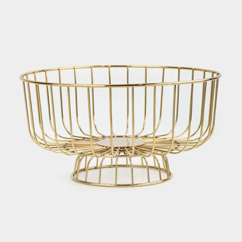 Корзина для фруктов, 28х16 см, на ножке, металл, золотистая, Twist gold