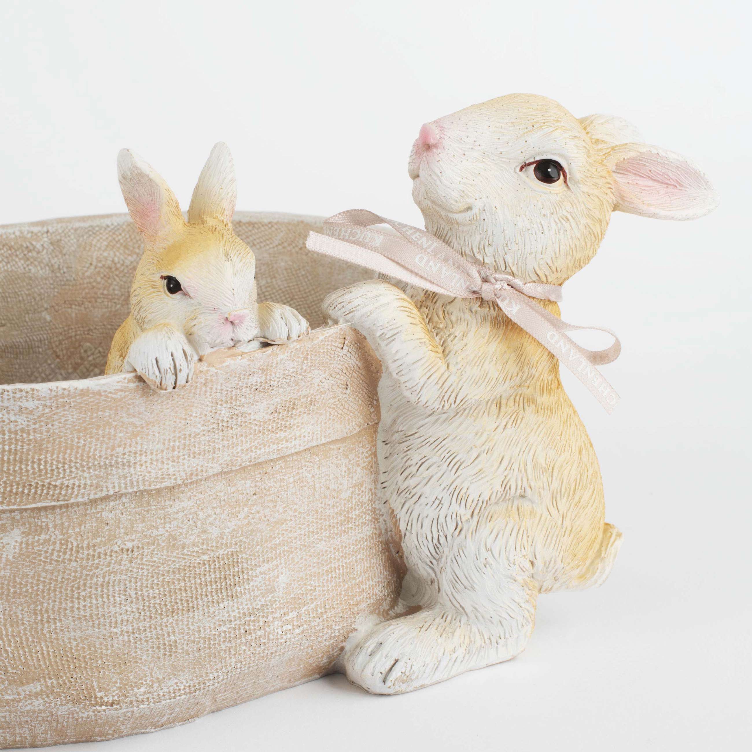 Ваза декоративная, 20х14 см, полирезин, бежевая, Кролики на мешке, Natural Easter изображение № 6