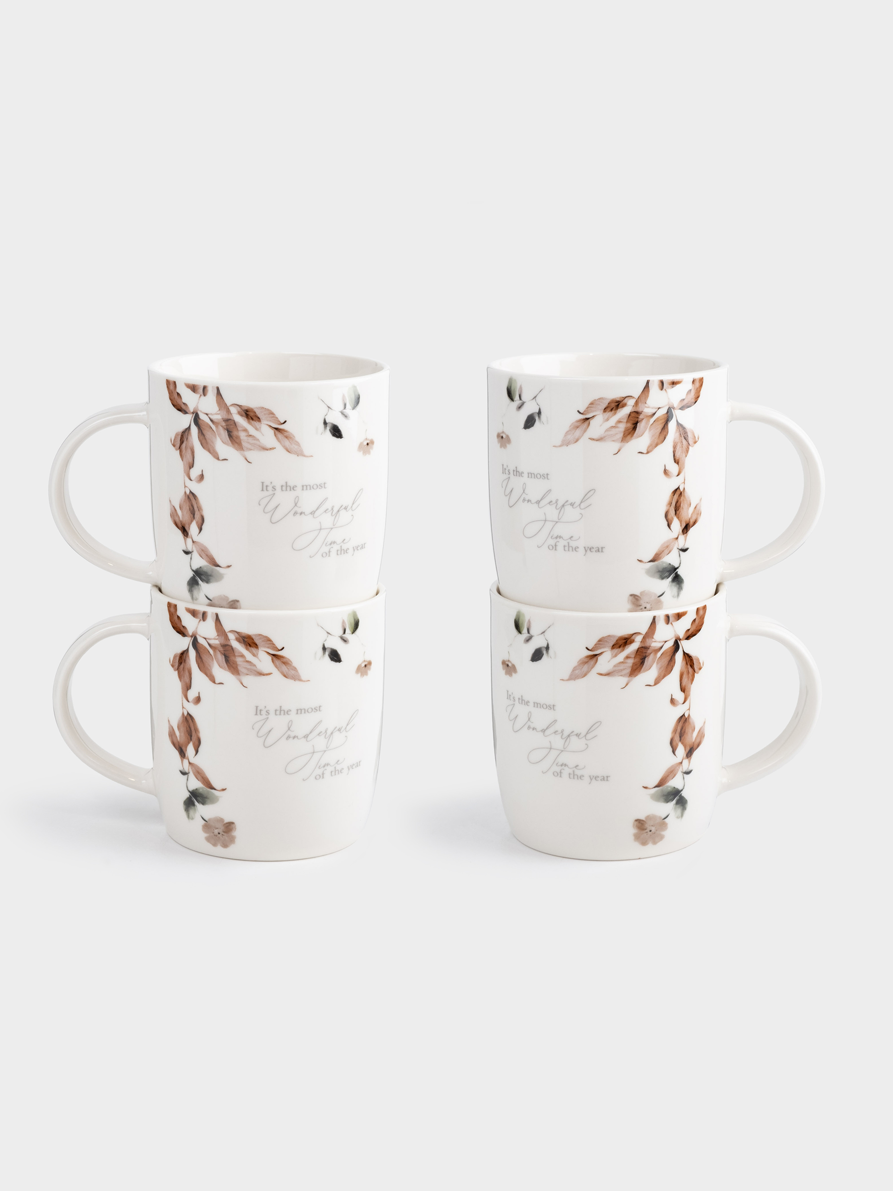 Кружка, 360 мл, 4 шт, фарфор N, Осенние цветы, Refined floral, image-0