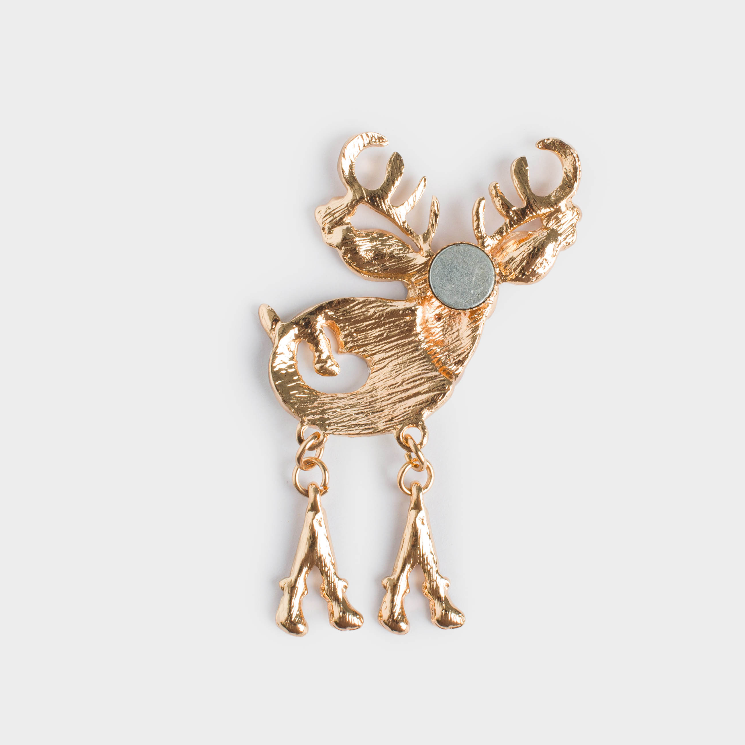 Магнит, 4 см, металл, красно-золотой, Олень, Funny deer
