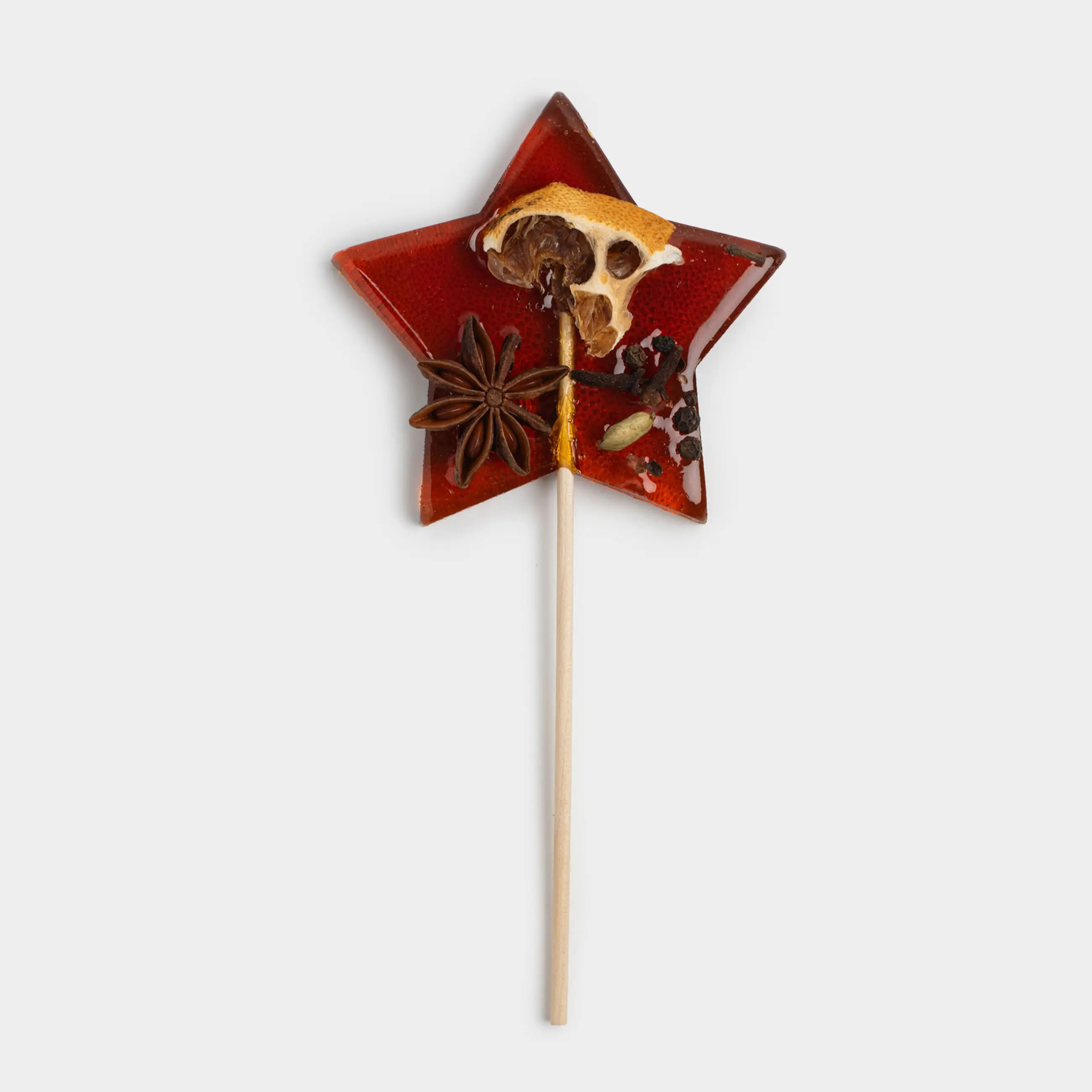 Леденец для глинтвейна, 60 гр, на палочке, сахар, оранжевый, Звезда, Mulled