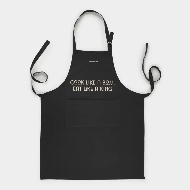 Фартук, 70х85 см, хлопок, темно-коричневый, Cook like a boss, eat like a king, Flax ,image-0