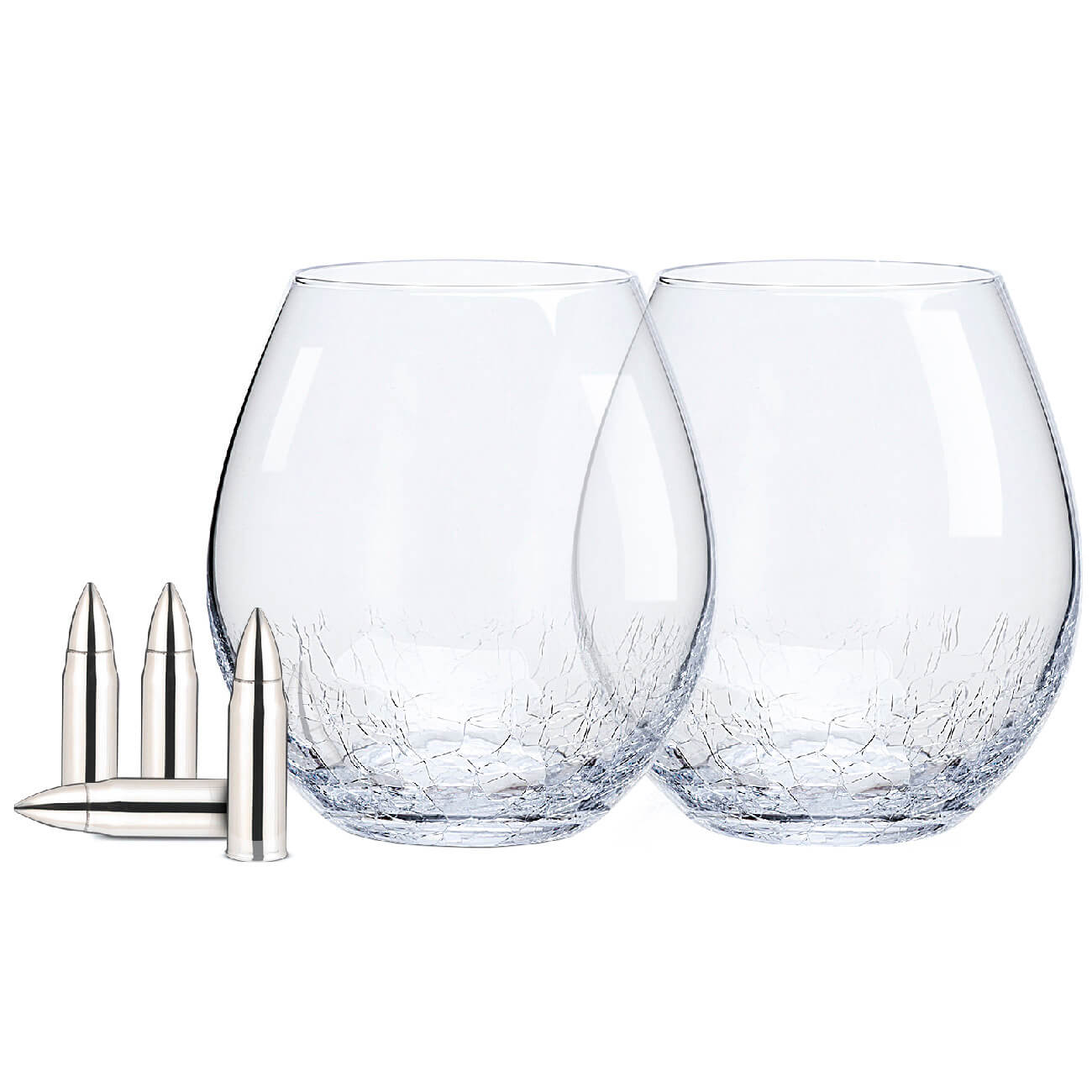 Набор для виски, 2 перс, 6 пр, стаканы/кубики, стекло/сталь, Кракелюр, Пули, Bullet стакан для виски 340 мл стекло 6 шт bohemia quadro 36678