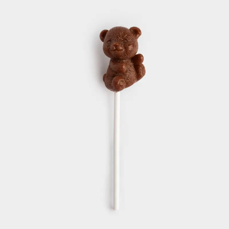 Леденец, 10 гр, на палочке, коричневый, Крем-брюле, Мишка, Sweet life ,image-0