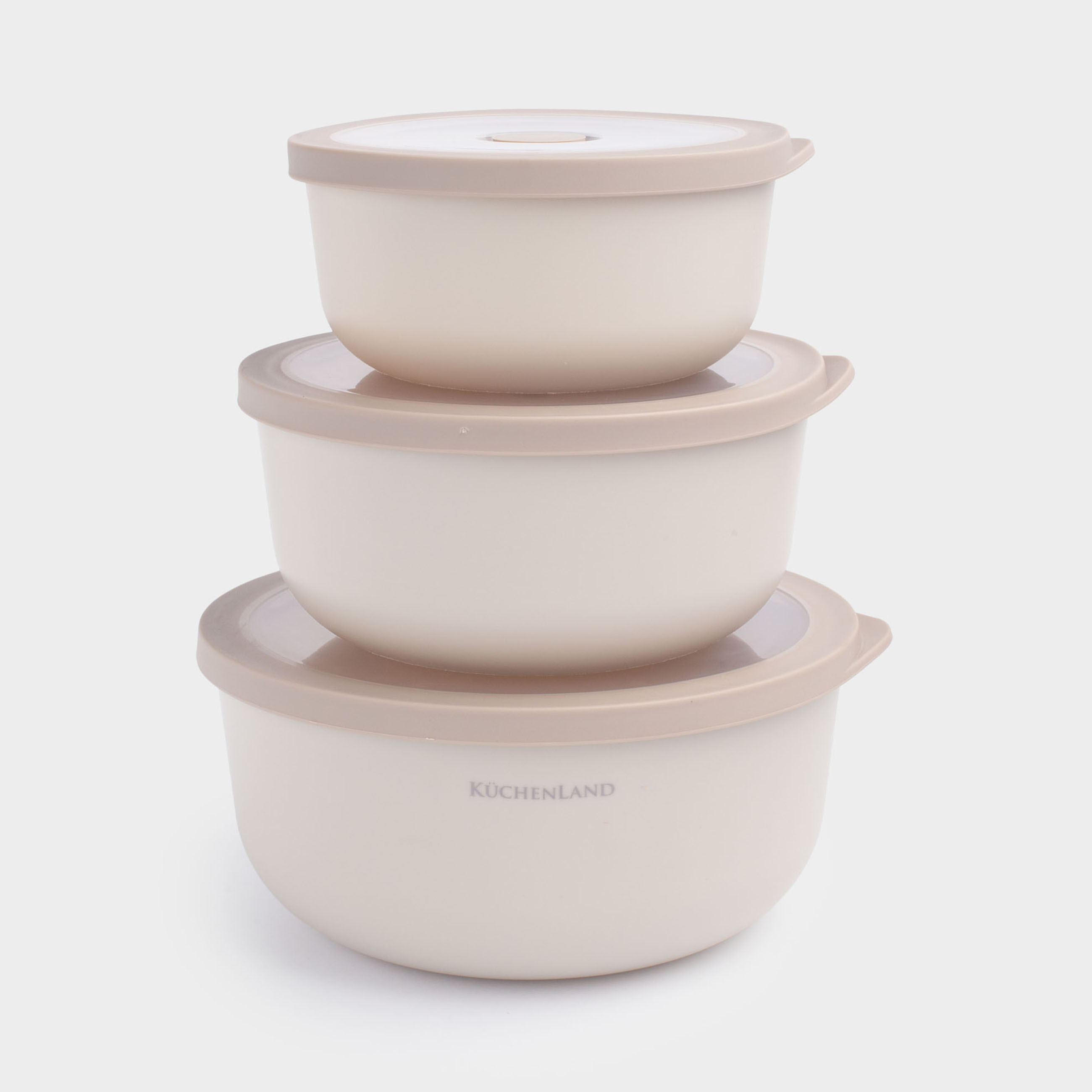 Набор мисок 3 шт с крышкой пластиксиликон бежевый Galori 1990₽