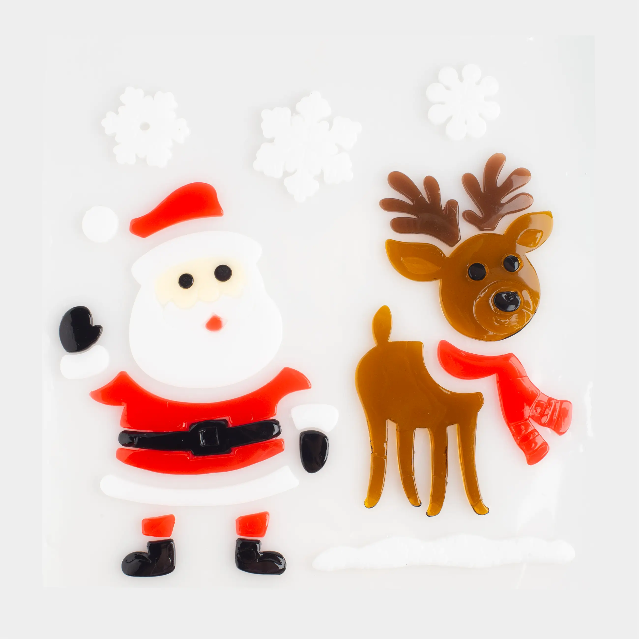 Набор наклеек, 19х19 см, многоразовые, термопластик, Санта и олень, Christmas decal