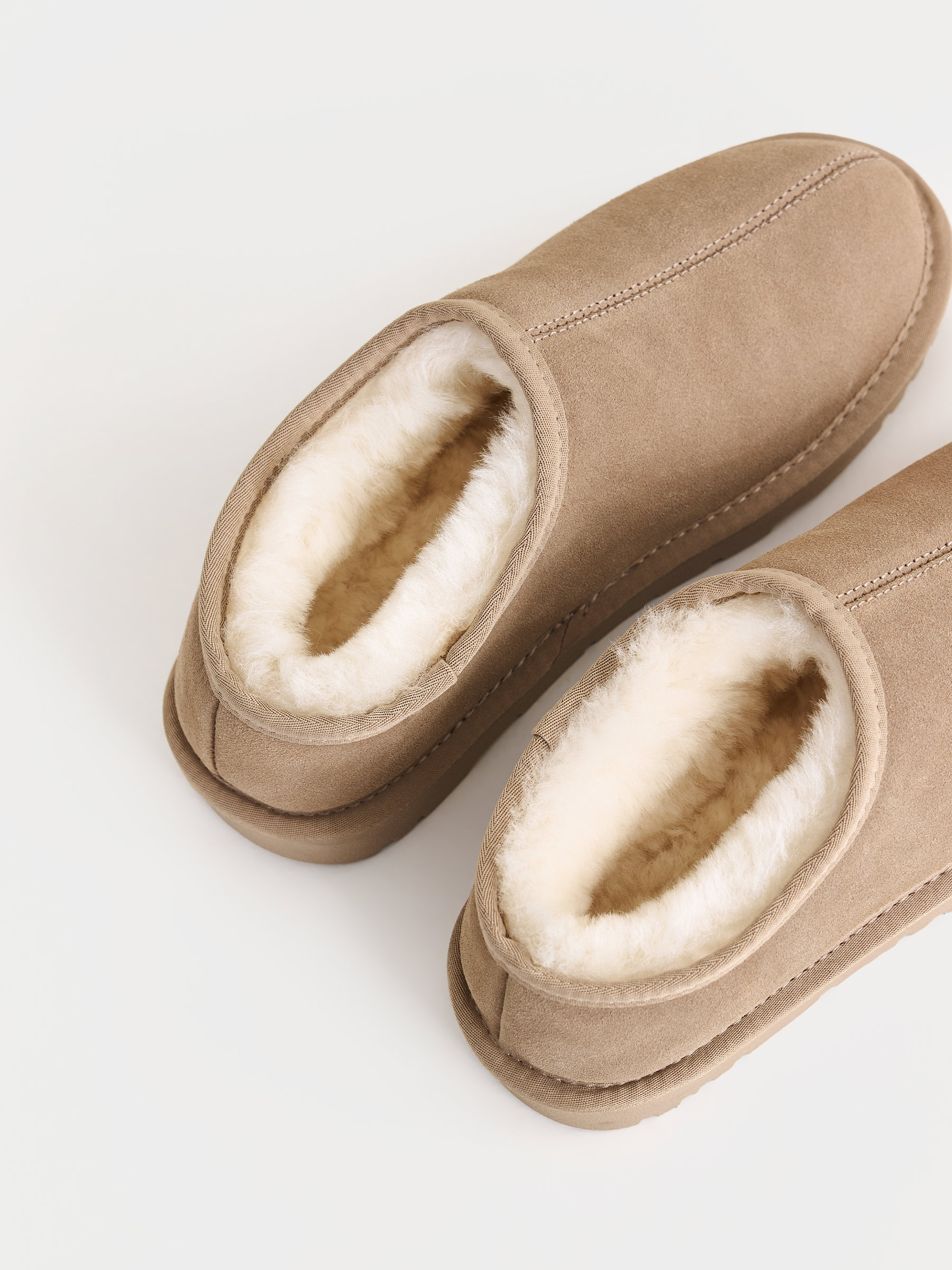 Угги женские, р. 37, с открытой пяткой, замша/шерсть, бежевые, Suede, image-3