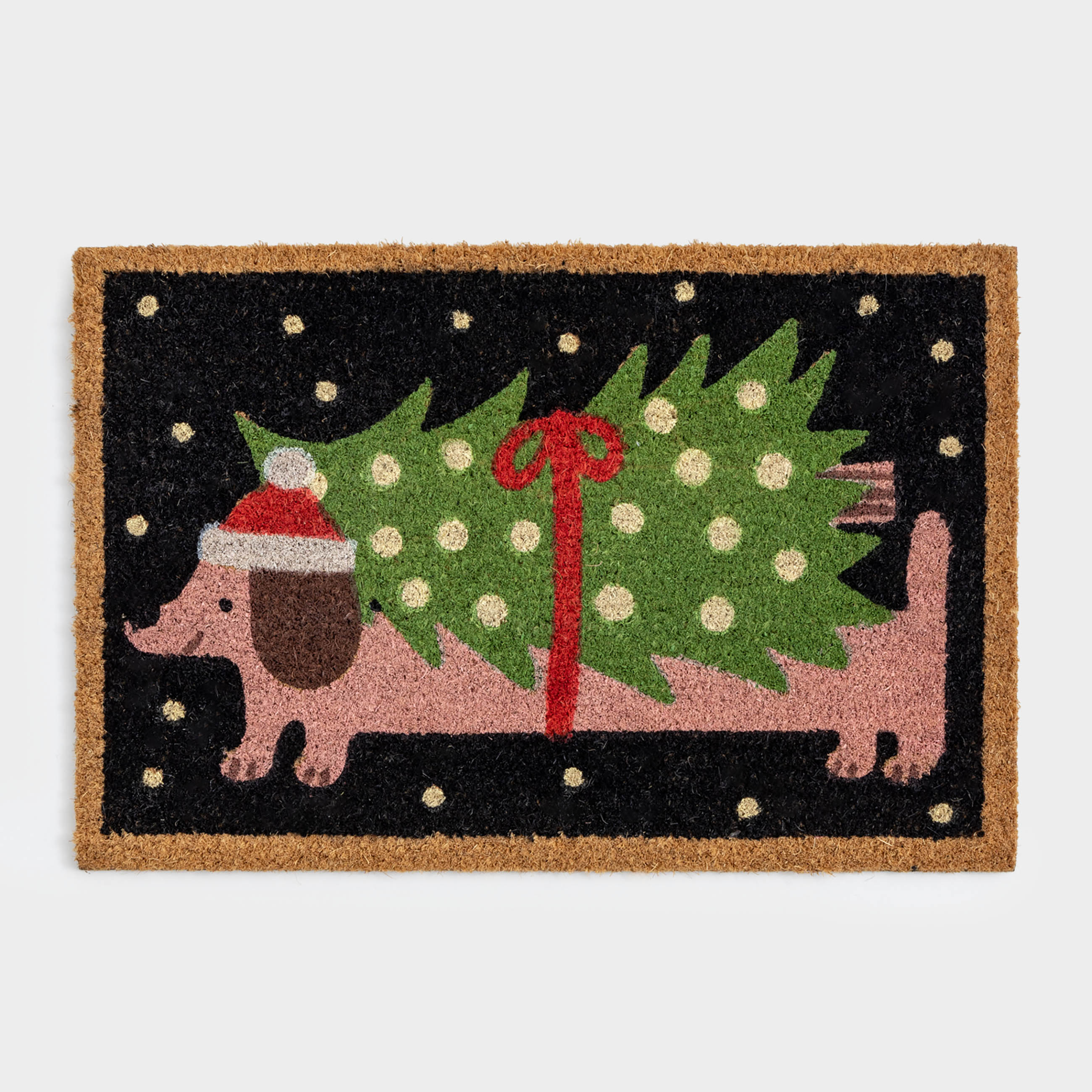 Коврик придверный 40х60 см кокосПВХ прямоугольный синий Собака с елкой Christmas dog 1290₽