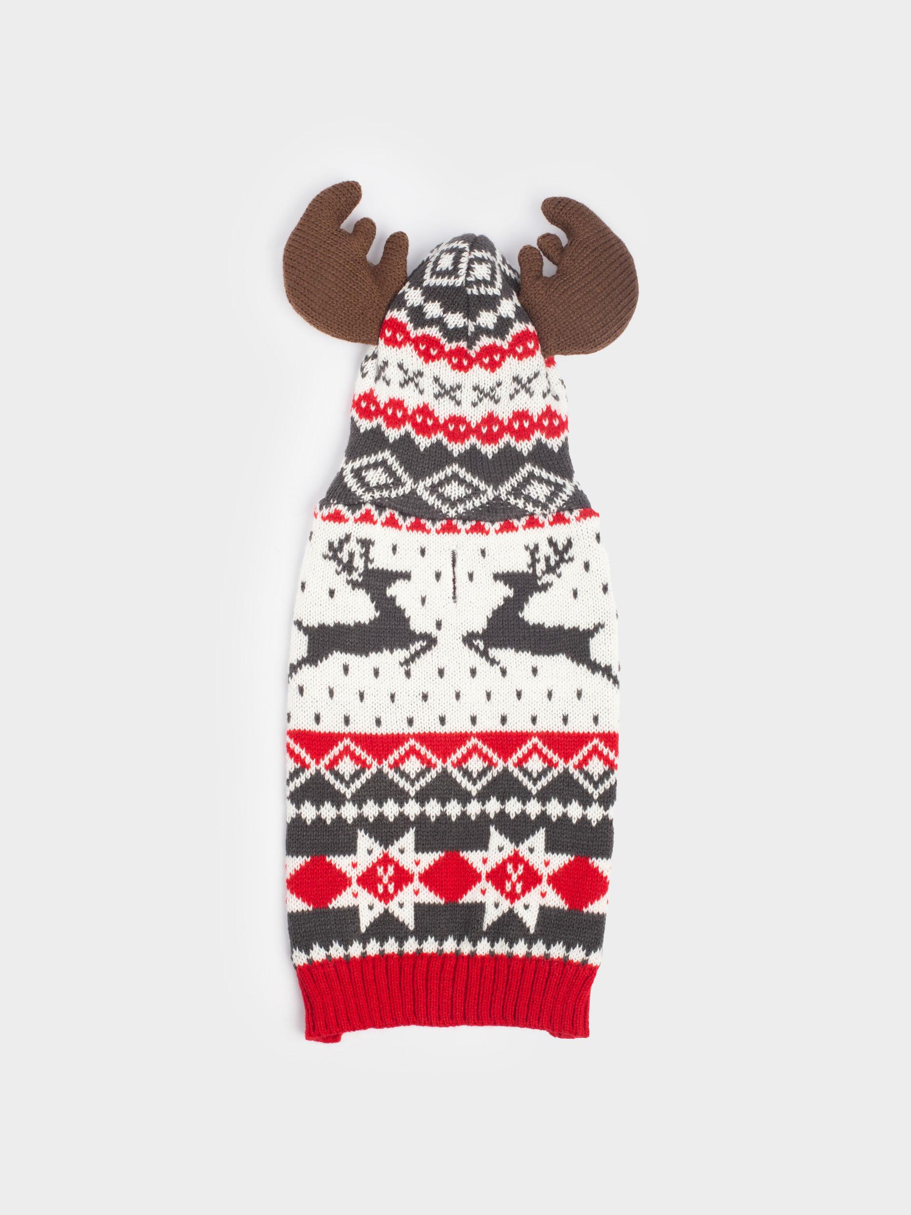 Свитер для животных, 25 см, р. XS, с капюшоном, акрил, бело-красный, Зимний узор, Fashion pet, image-1